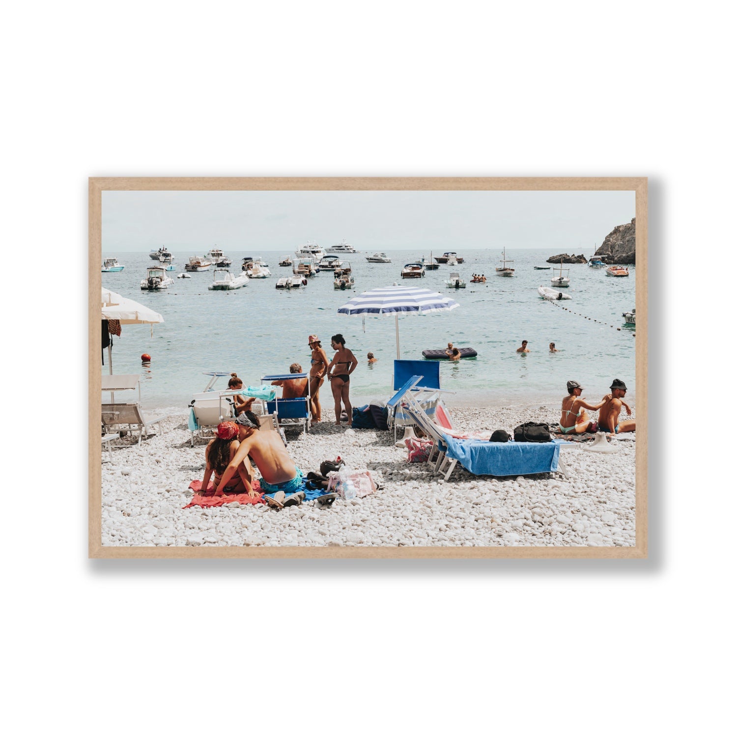 The Kiss Nerano wall art Gallery full-bleed fine art print in natural oak frame