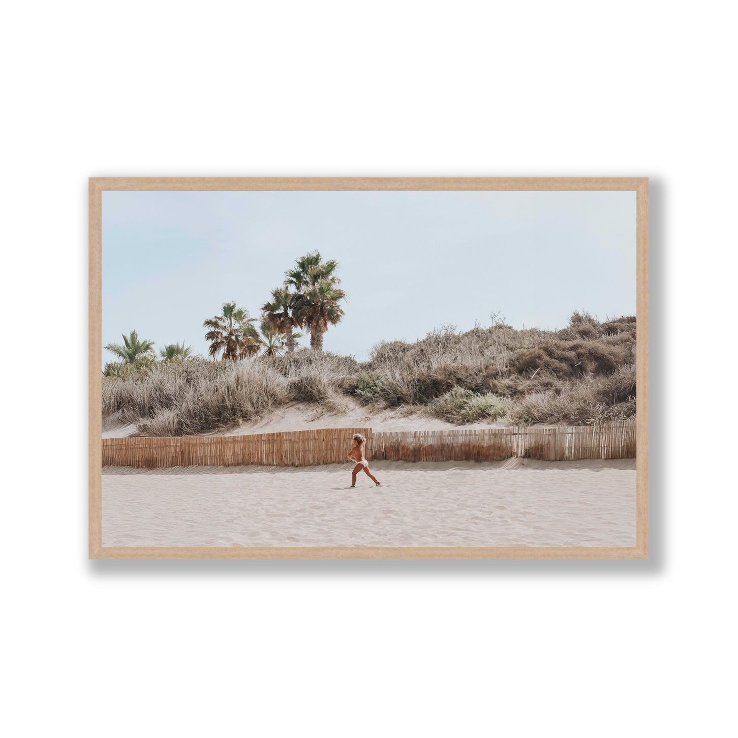 Ragazza Da Spiaggia Puglia beach Italian fine art print Gallery full-bleed fine art print in natural oak frame