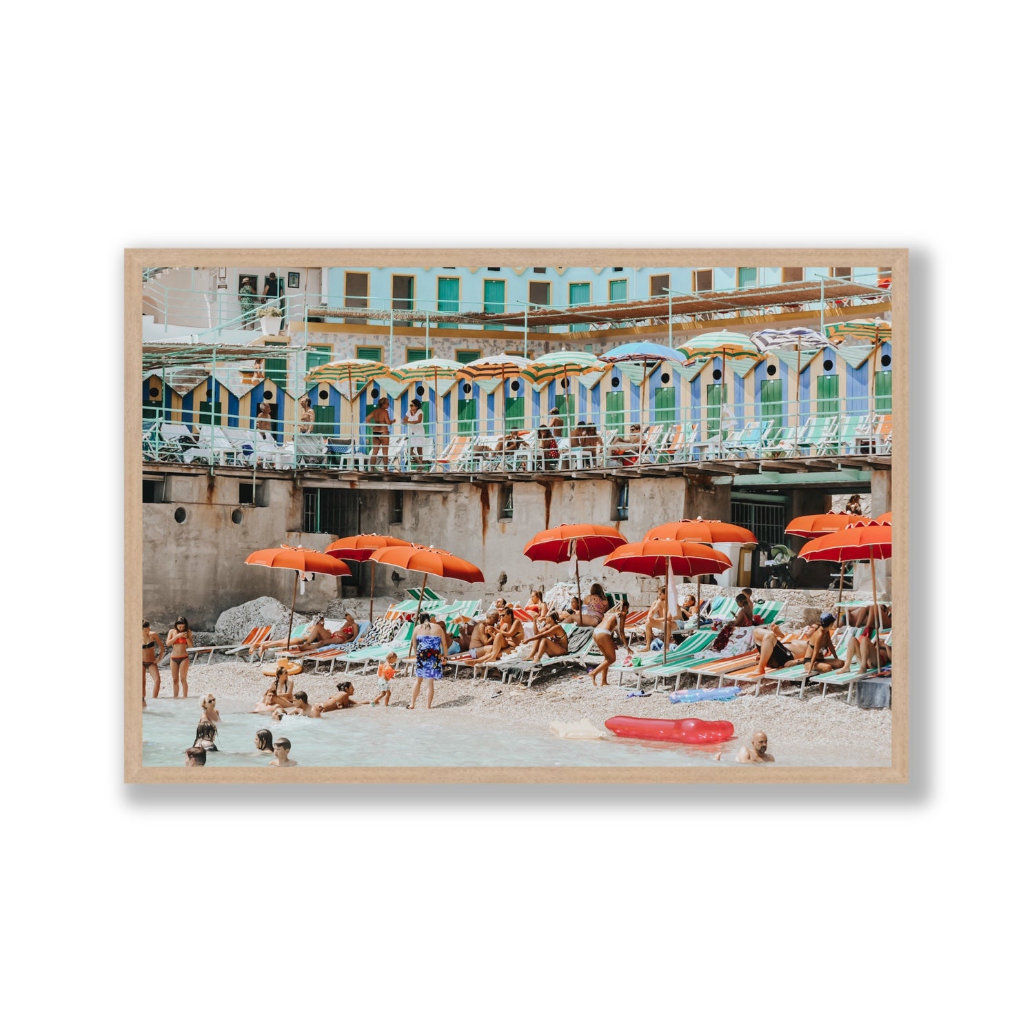 Umbrella Fiesta fine art print, Capri, Italy, Gallery, Natural Oak Frame · Full Bleed, Fine Art Print