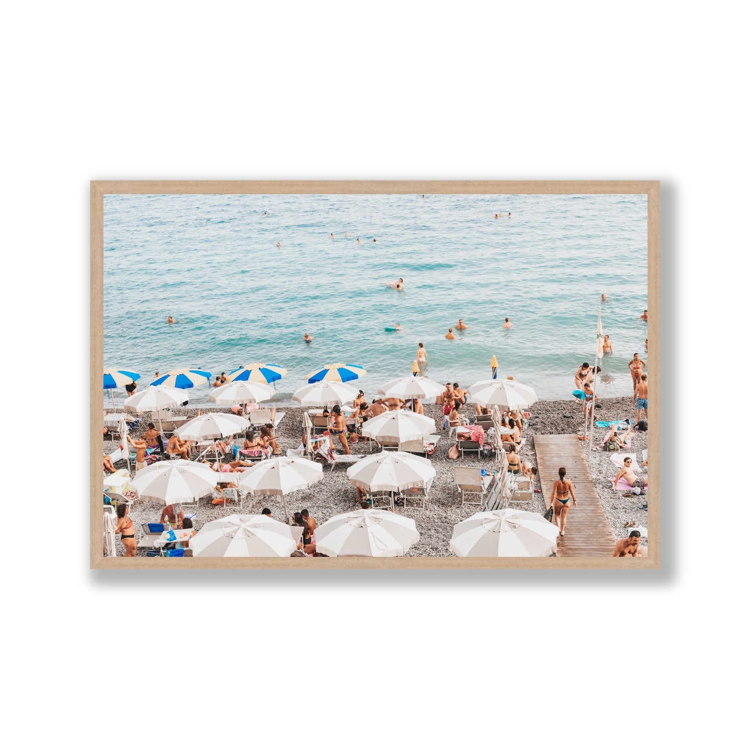 Dreamscape Amalfi Italian beach wall art Gallery full-bleed fine art print in natural oak frame