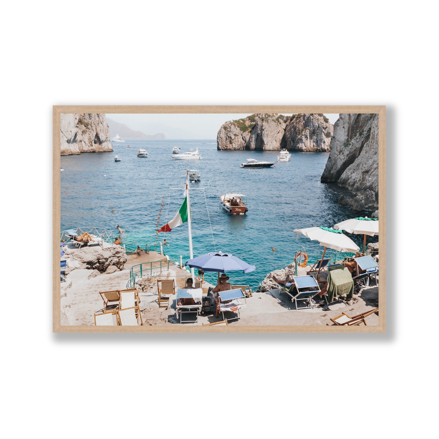 Smooth Sailing fine art print, Capri, Italy, Gallery, Natural Oak Frame · Full Bleed, Fine Art Print