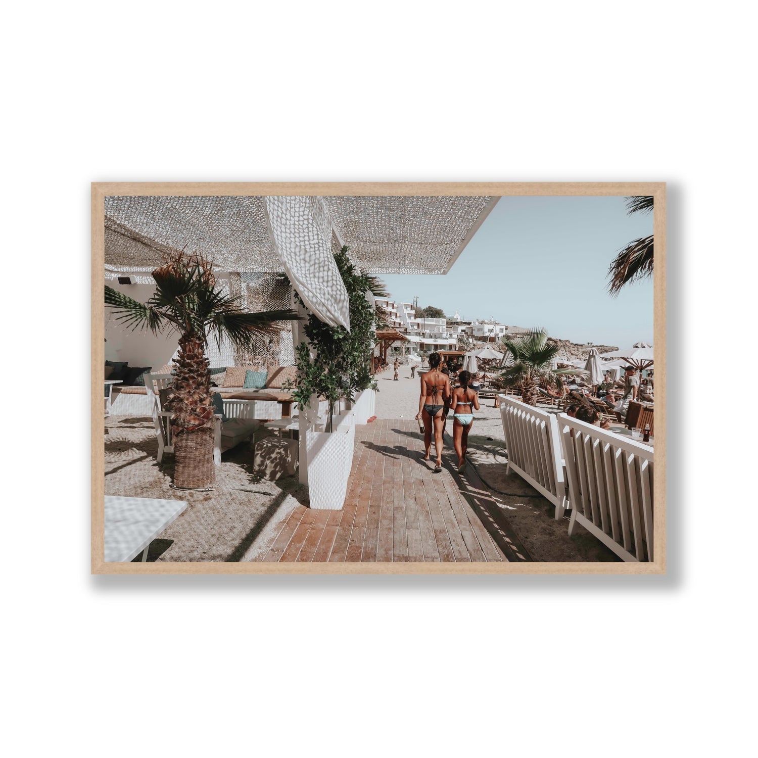 Mitera Kori Mykonos Greek island wall art Gallery full-bleed fine art print in natural oak frame