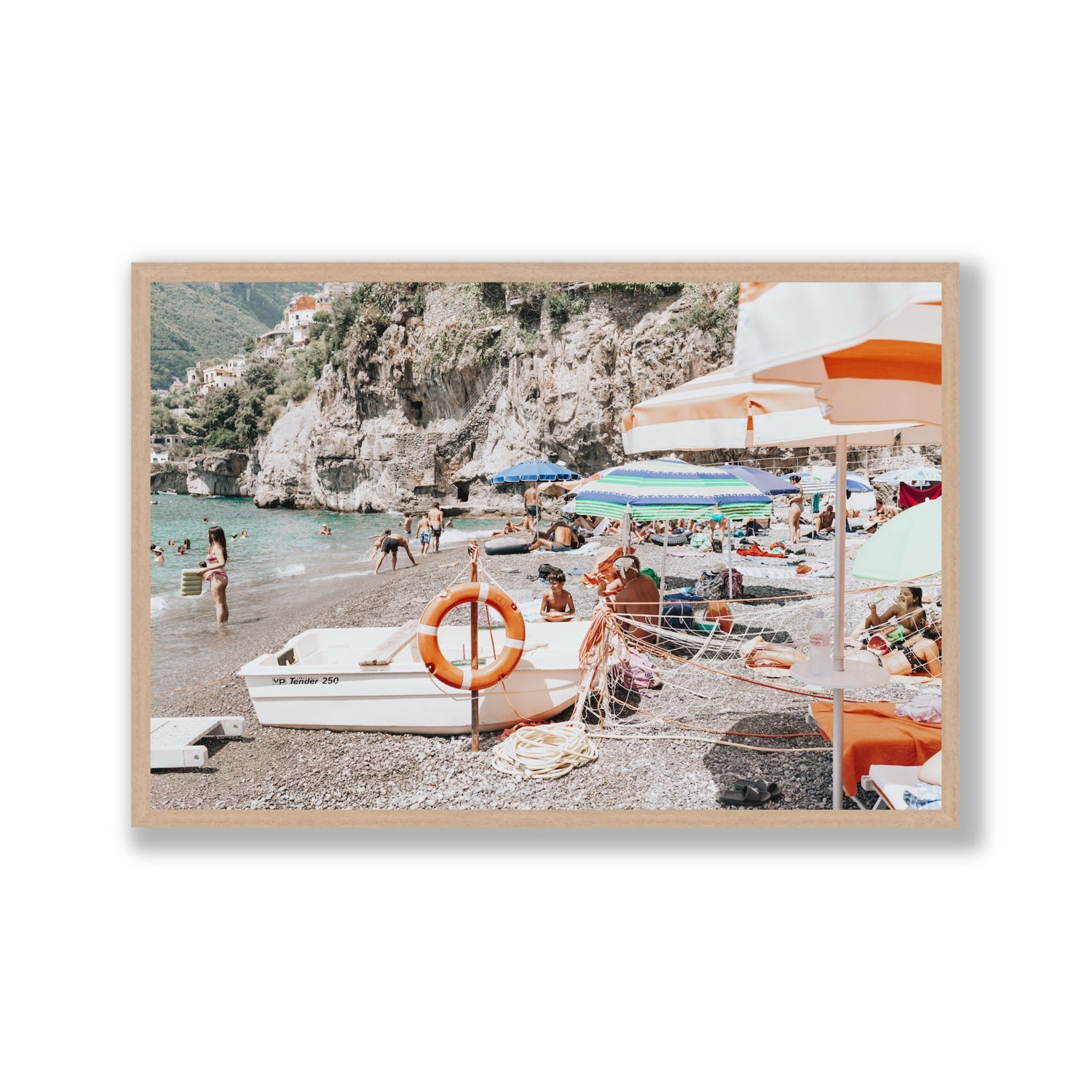 Bellezza By The Bay fine art print, Positano, Italy, Gallery, Natural Oak Frame · Full Bleed, Fine Art Print