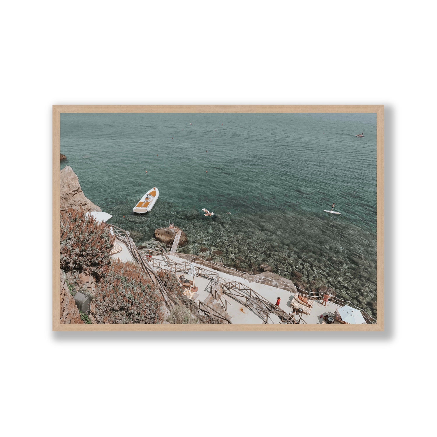 The Lagoon Tuscany coastal Italian wall art Gallery full-bleed fine art print in natural oak frame