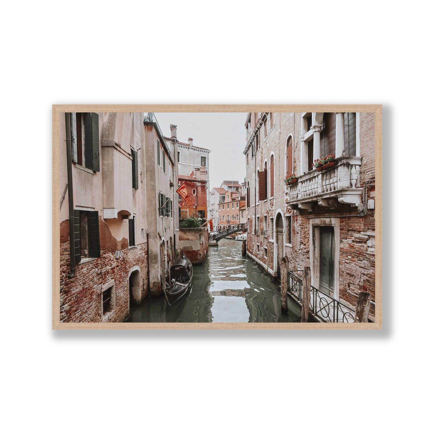 Venetian Gothic Venice Canal Italian wall art Gallery full-bleed fine art print in natural oak frame