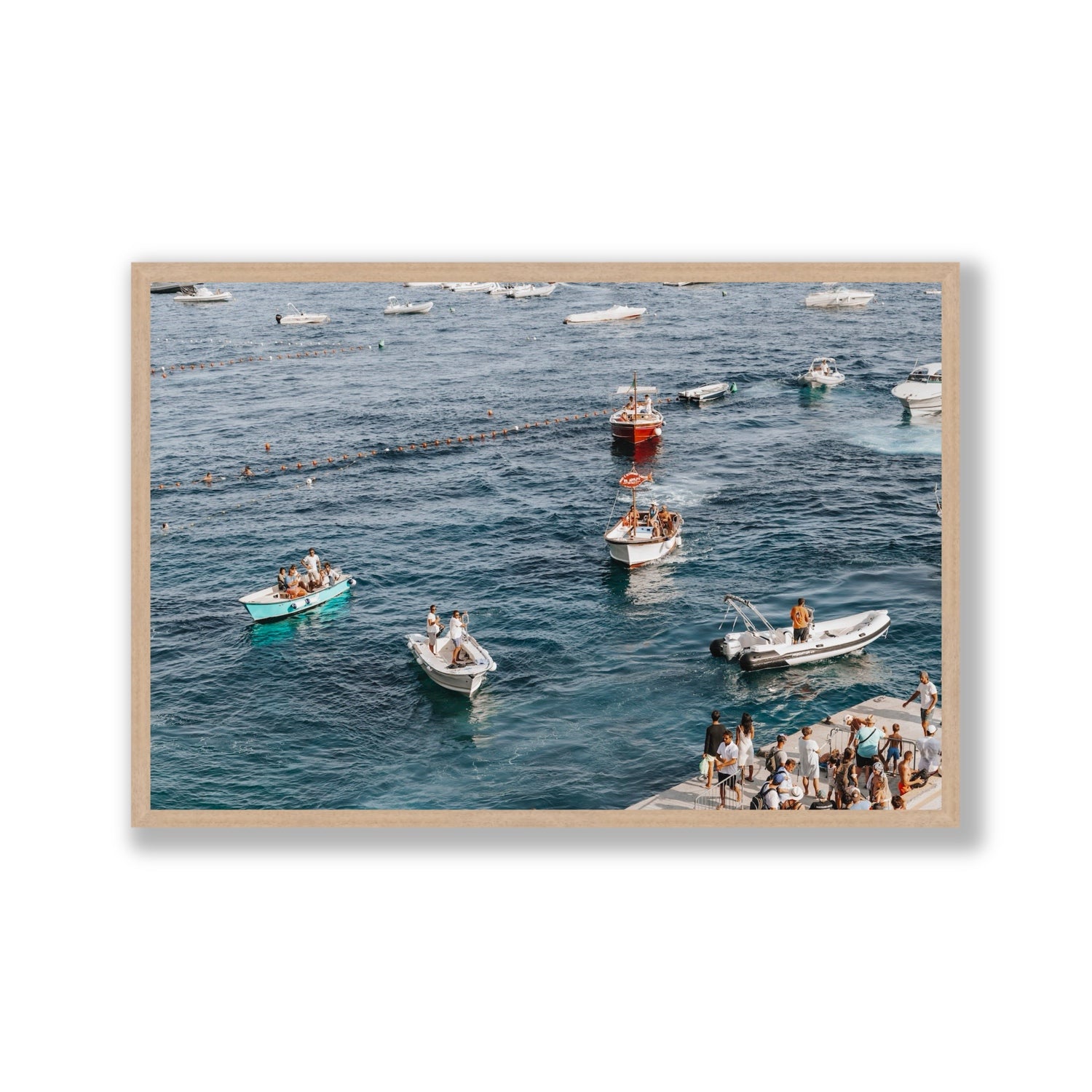 Nautical Parade Positano wall art Gallery full-bleed fine art print in natural oak frame