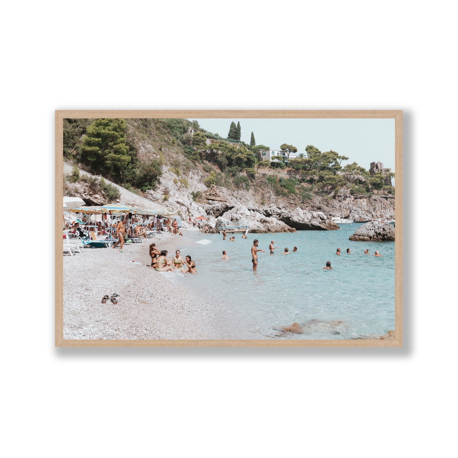 La Vacanza Amalfi Mediterranean wall art Gallery full-bleed fine art print in natural oak frame