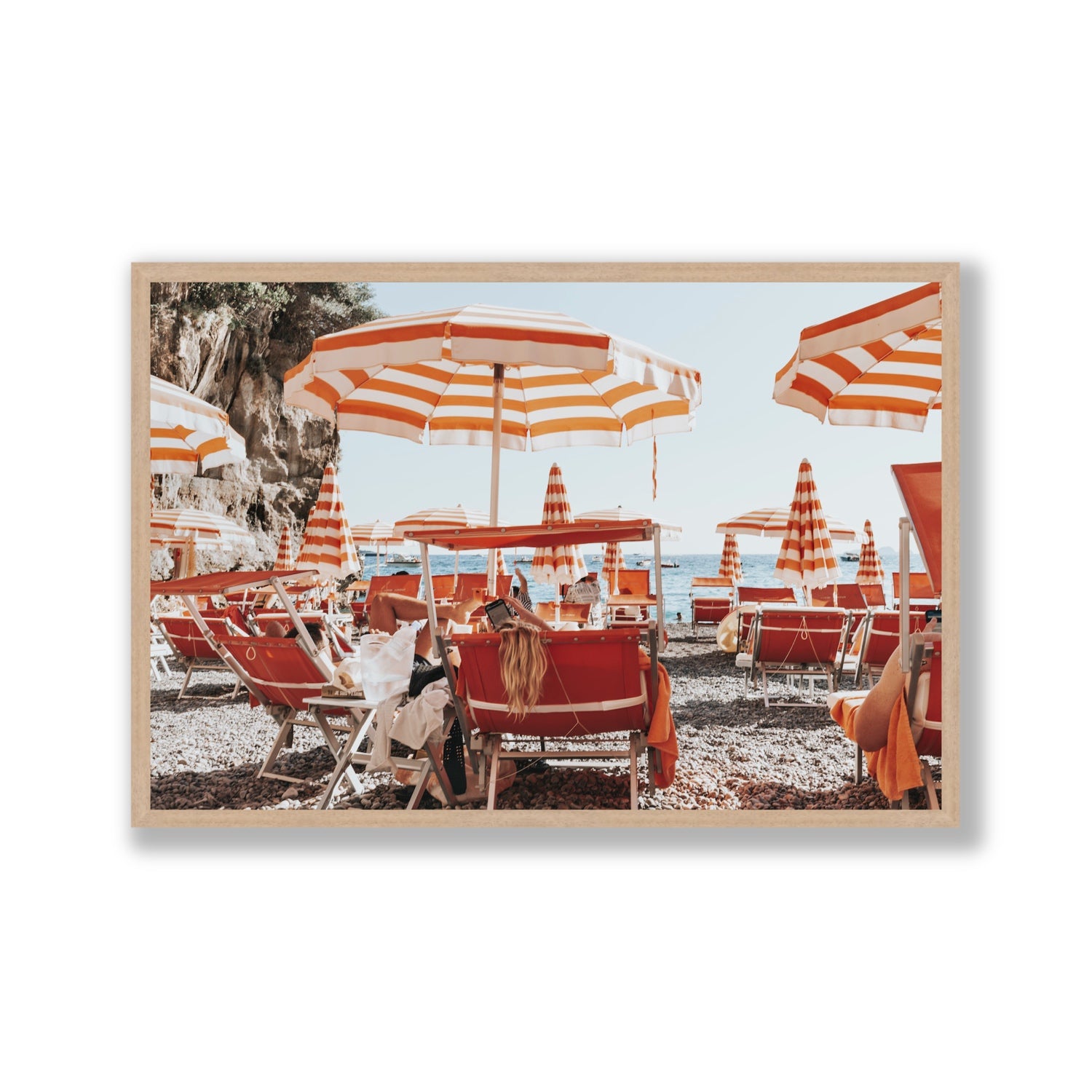 Digital Dreamer fine art print, Positano, Italy, Gallery, Natural Oak Frame · Full Bleed, Fine Art Print