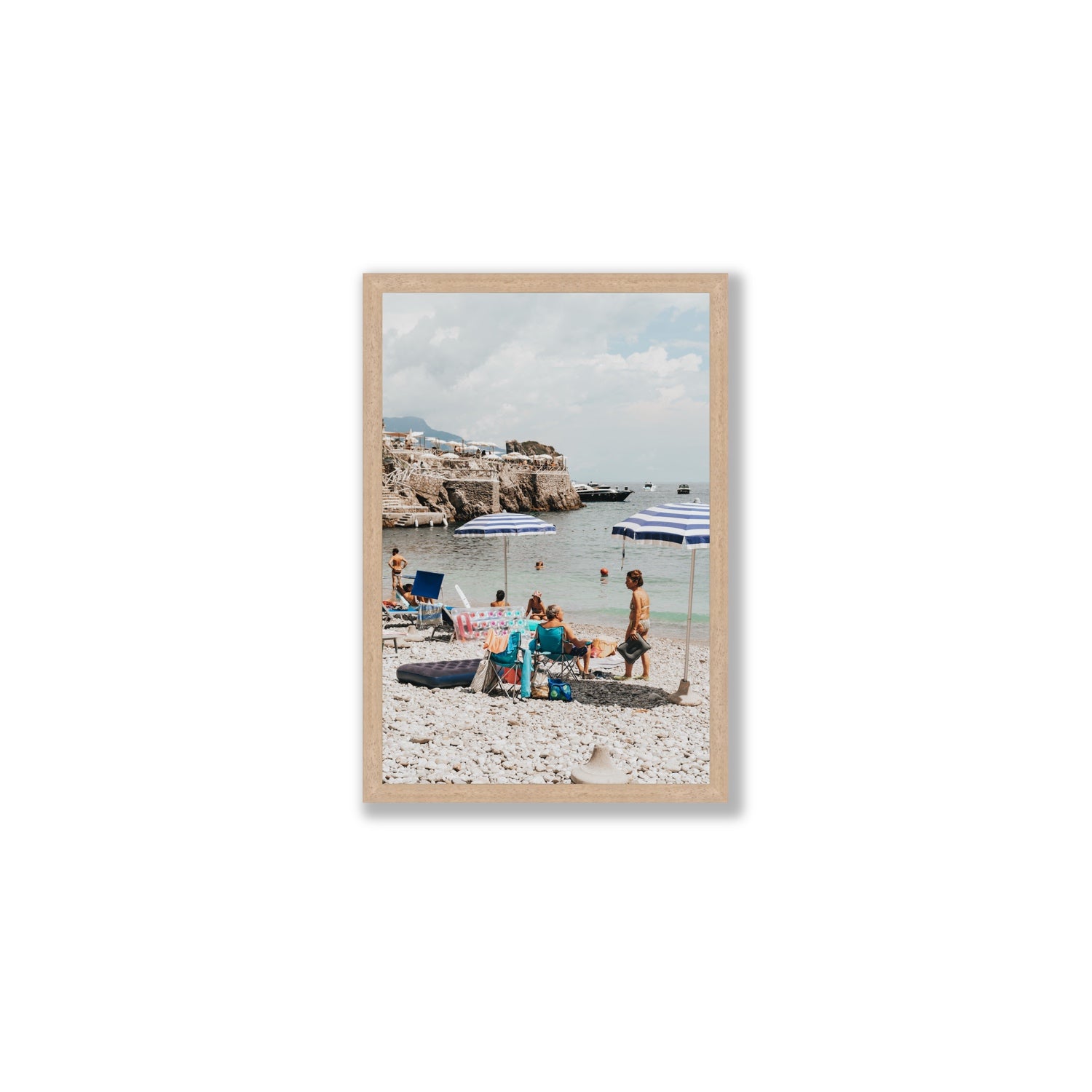 Couple Goals Nerano Amalfi Coast coastal wall art Medium full-bleed fine art print in natural oak frame