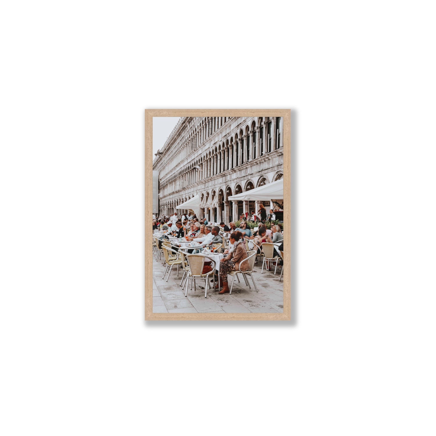 Lunchbreak Venice Italian wall art Medium full-bleed fine art print in natural oak frame