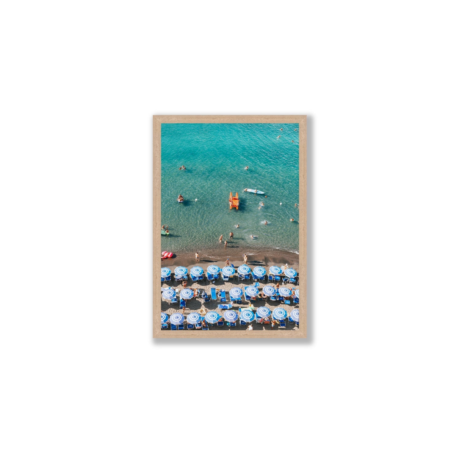 Aquamarine Oasis Sorrento Italian coastal wall art Medium full-bleed fine art print in natural oak frame