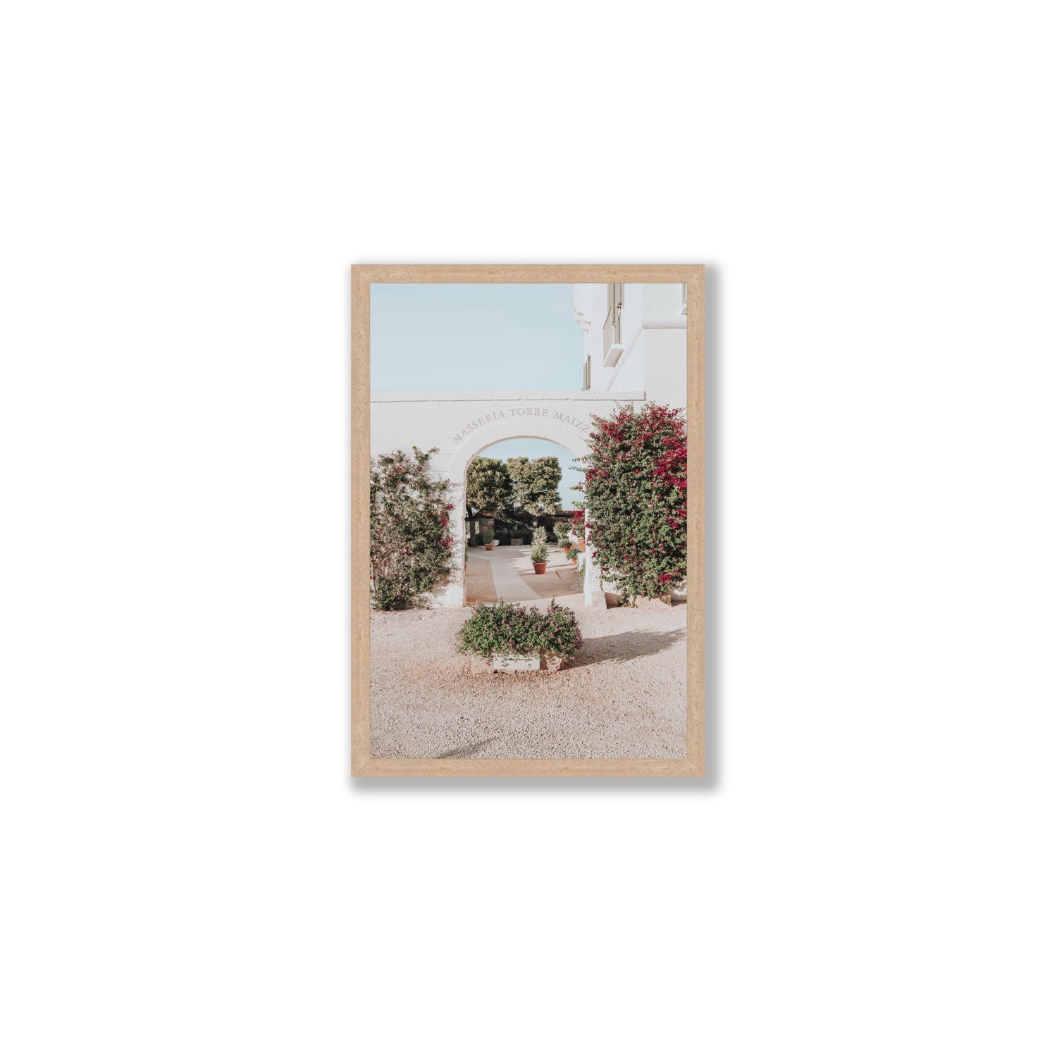 Torre Maizza Puglia Italian wall art Medium full-bleed fine art print in natural oak frame