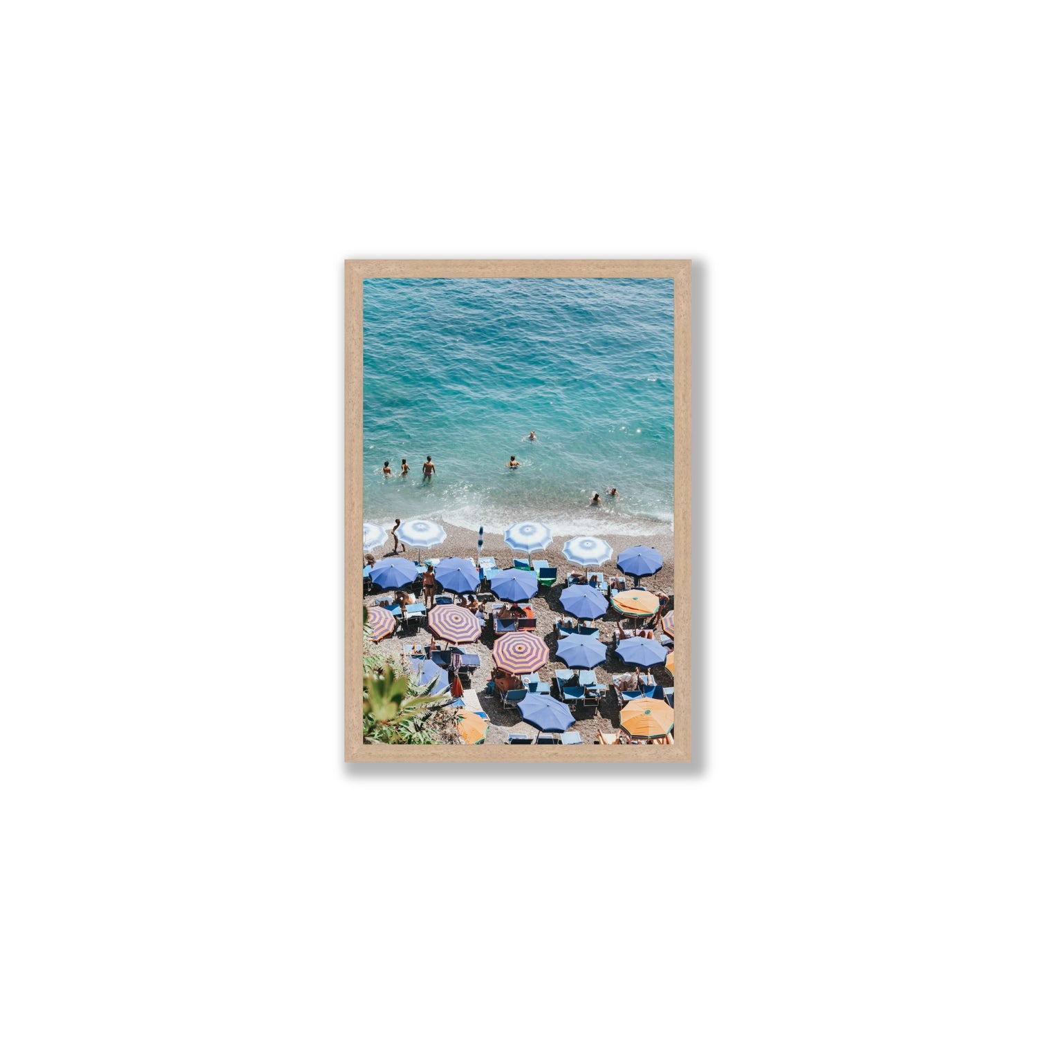 Paradise Beach fine art print, Positano, Italy, Medium, Natural Oak Frame · Full Bleed, Fine Art Print