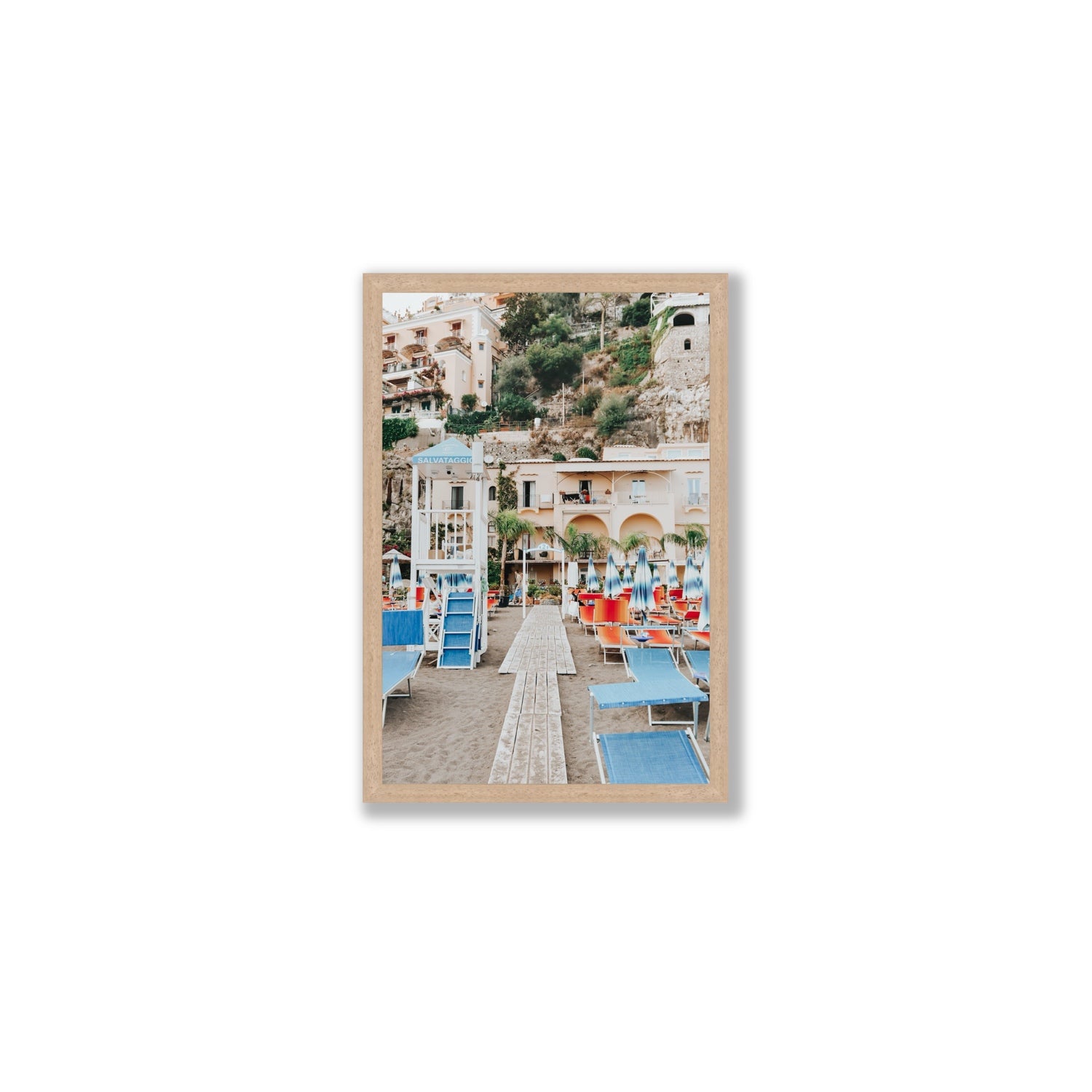 Torre Di Salvataggio fine art print, Positano, Italy, Medium, Natural Oak Frame · Full Bleed, Fine Art Print
