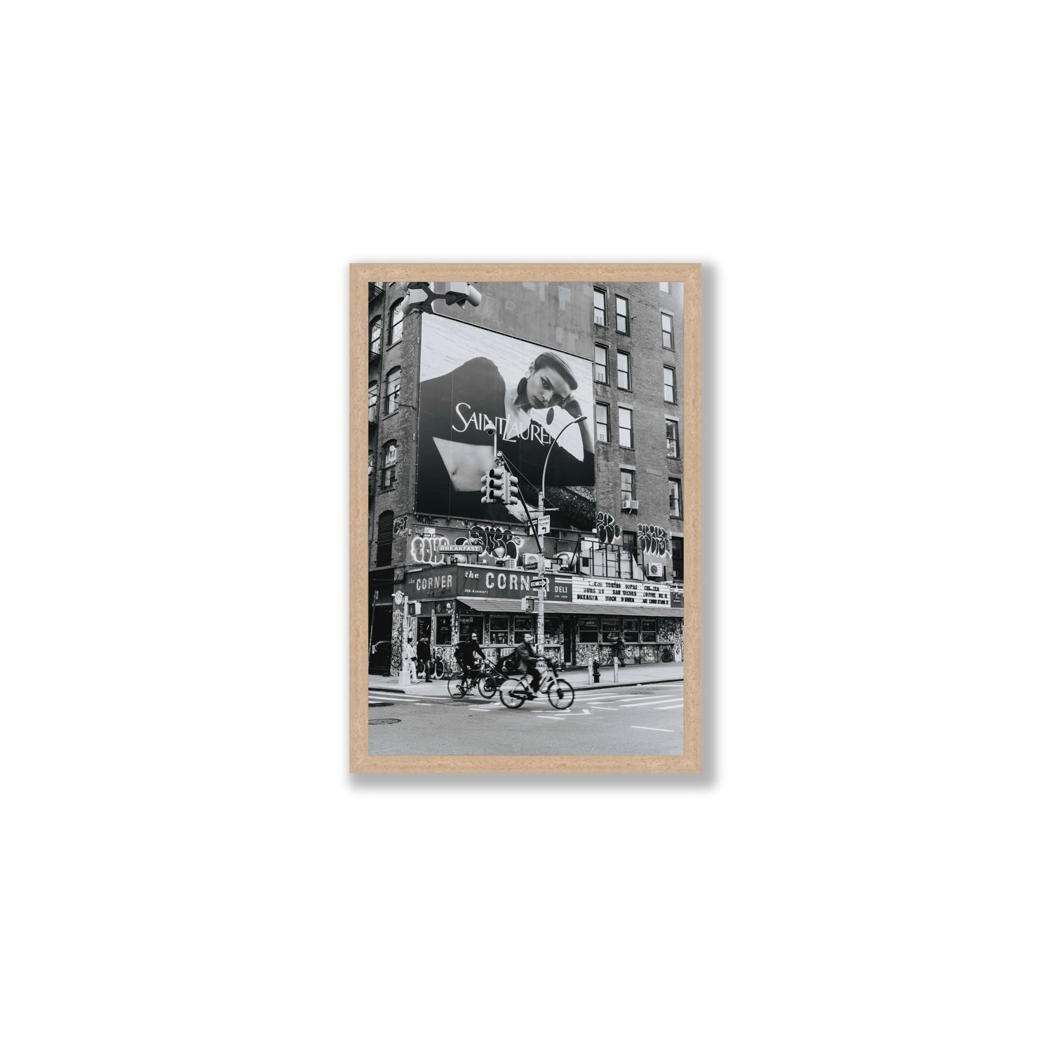 Runway To Rooftops New York NYC Black & White wall art Medium full-bleed fine art print in natural oak frame