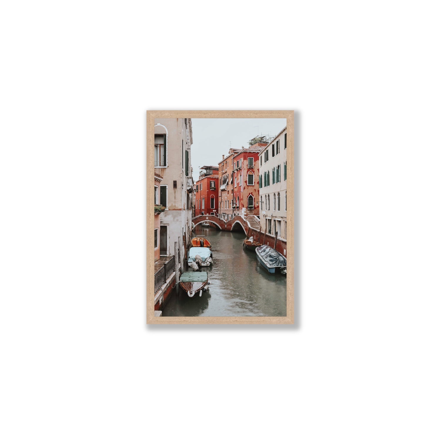 City of Water Venice Italian Mediterranean decor wall art Medium full-bleed fine art print in natural oak frame