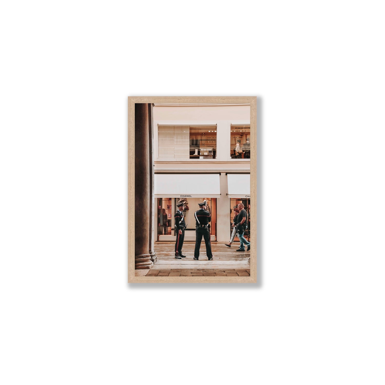 Style Police Venice Italian wall art Medium full-bleed fine art print in natural oak frame