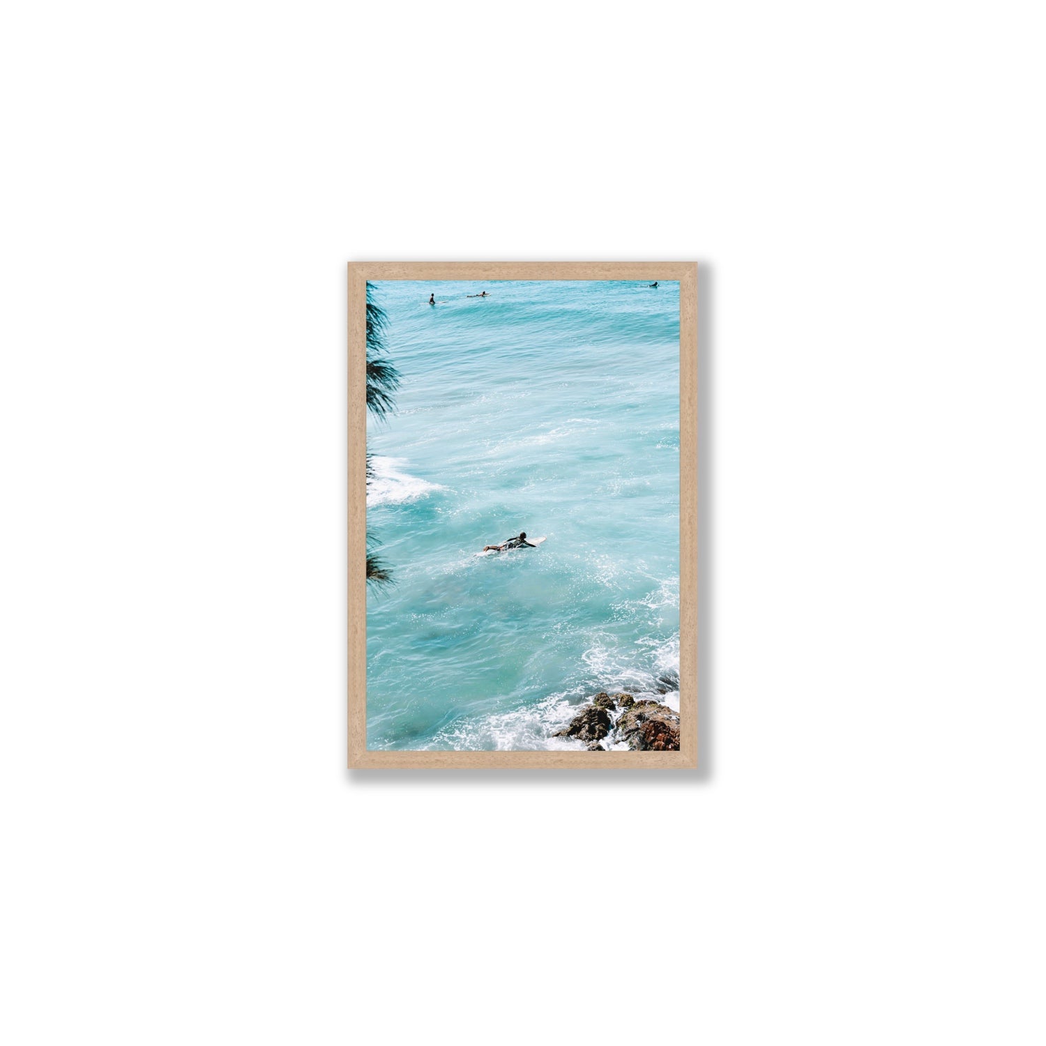 Blue Crush fine art print, Byron Bay, Australia, Medium, Natural Oak Frame · Full Bleed, Fine Art Print