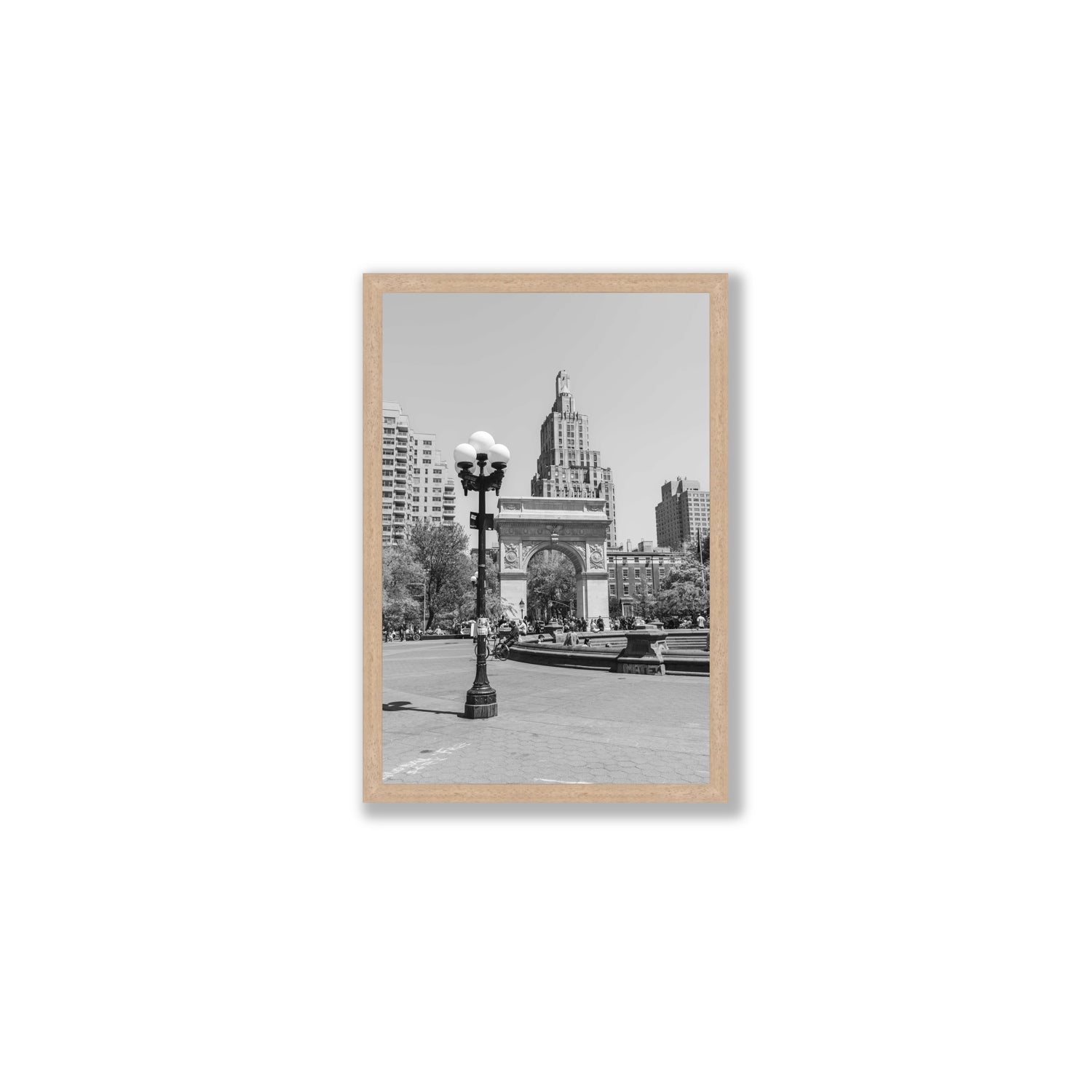 Pole Position New York NYC Black & White wall art Medium full-bleed fine art print in natural oak frame