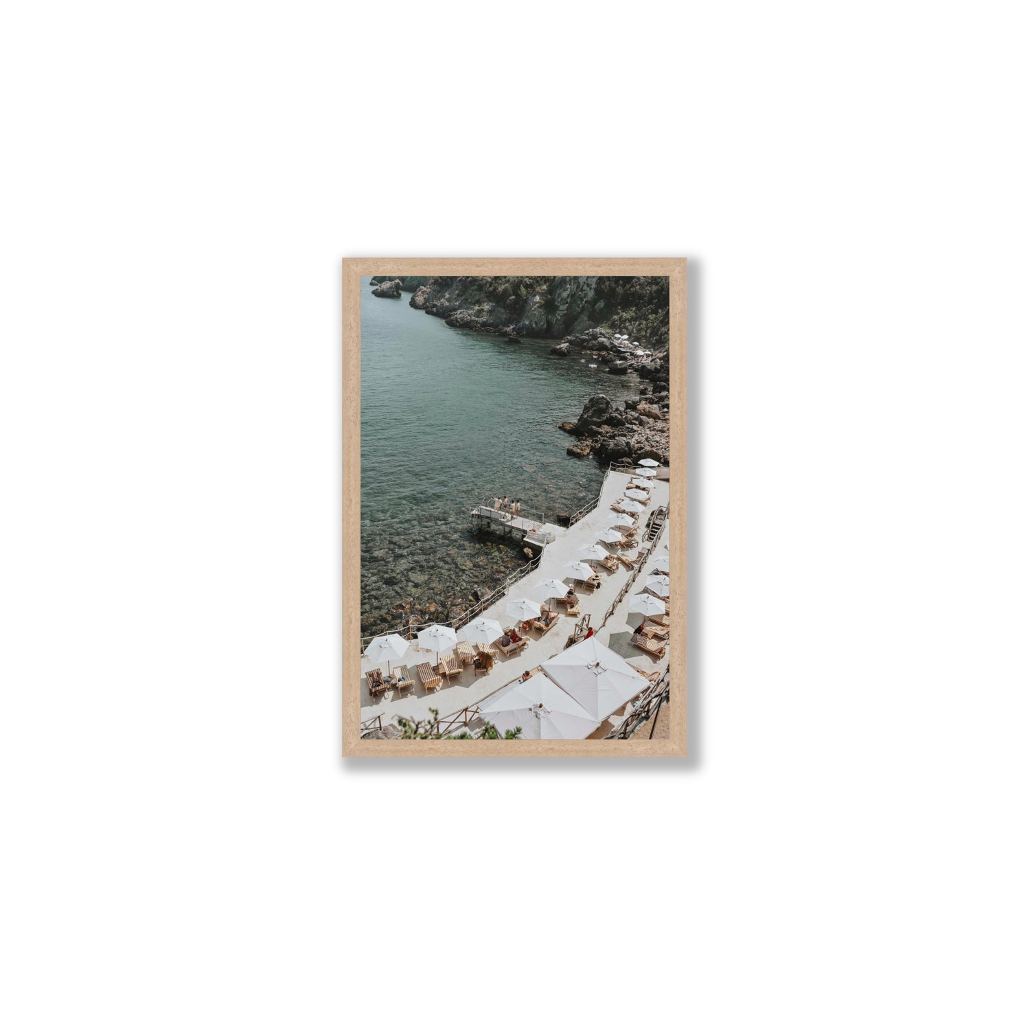 Pier Perspectives Tuscany coastal Italian wall art Medium full-bleed fine art print in natural oak frame