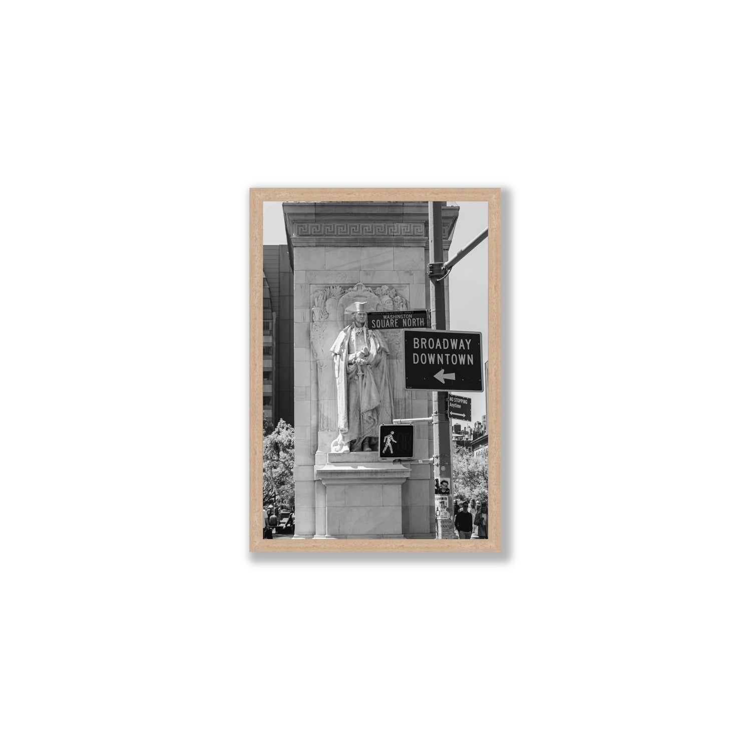 Silent Sentinels New York NYC Black & White wall art Medium full-bleed fine art print in natural oak frame