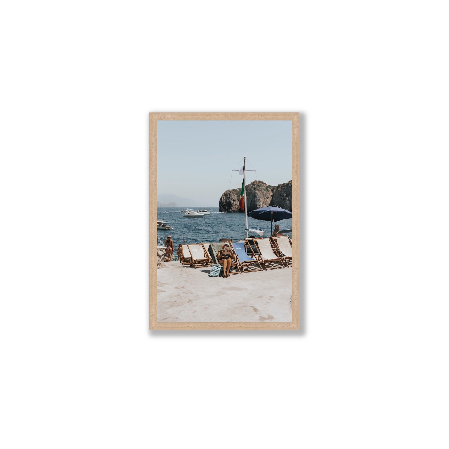 Vintage Sun Goddess fine art print, Capri, Italy, Medium, Natural Oak Frame · Full Bleed, Fine Art Print