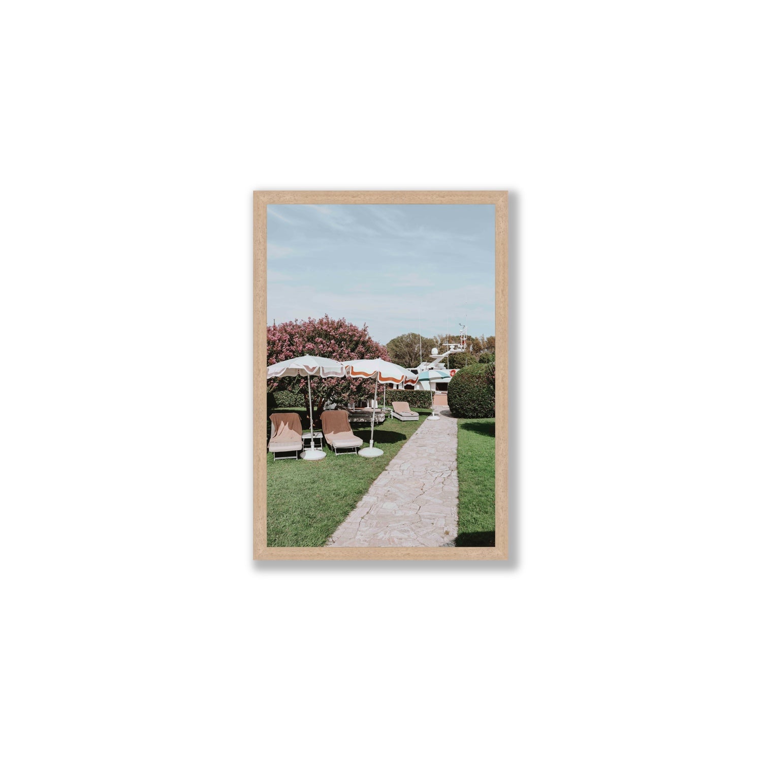 A Bellini Awaits Venice Italian wall art Medium full-bleed fine art print in natural oak frame