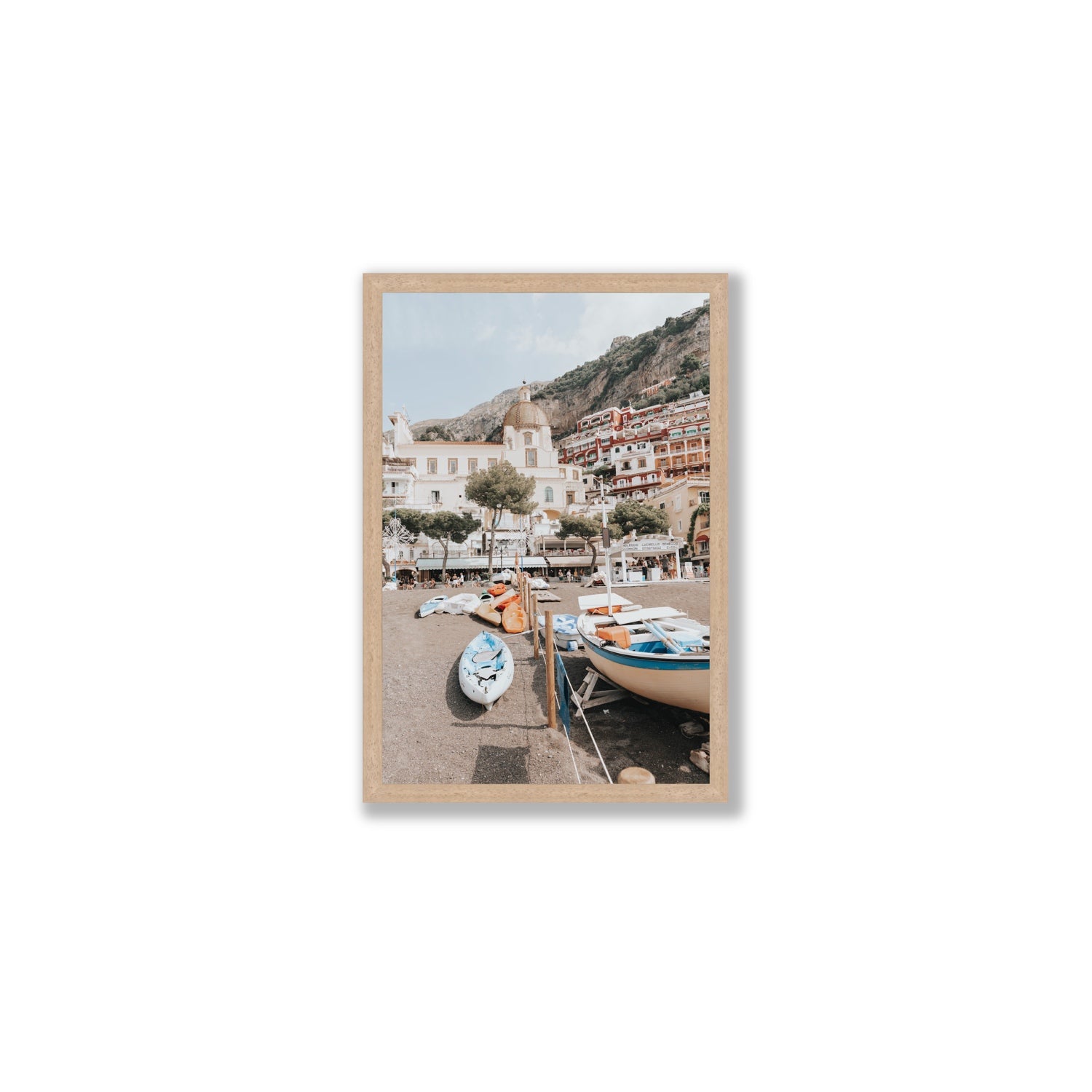 Seaside Hues Positano wall art Medium full-bleed fine art print in natural oak frame