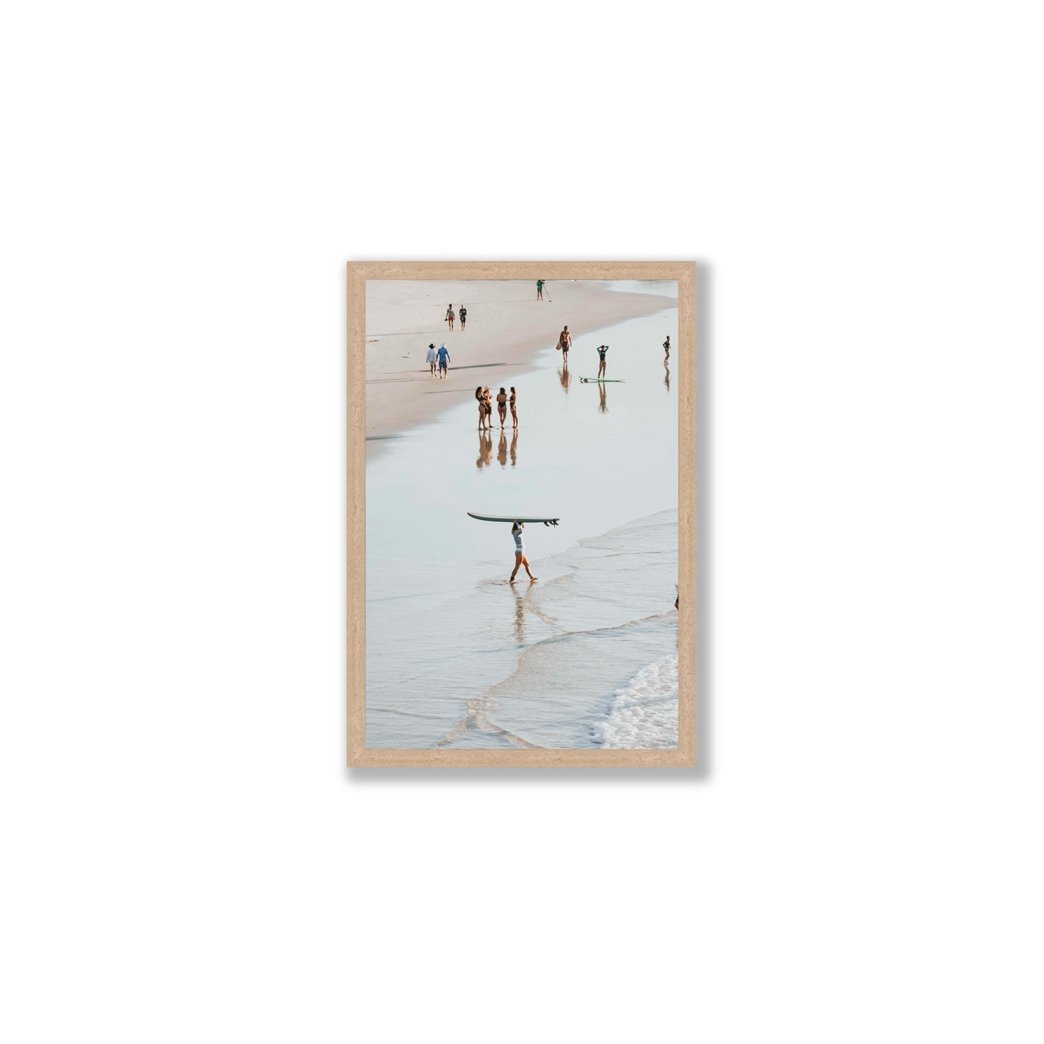 Bailey Byron Bay beach coastal decor wall art Medium full-bleed fine art print in natural oak frame