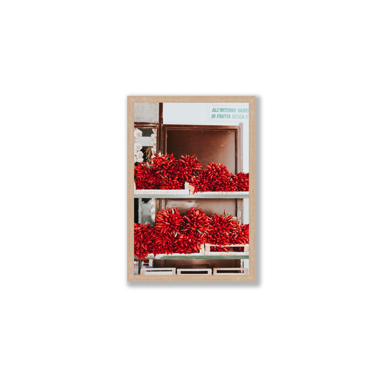 Hot Harvest Puglia Italian wall art Medium full-bleed fine art print in natural oak frame
