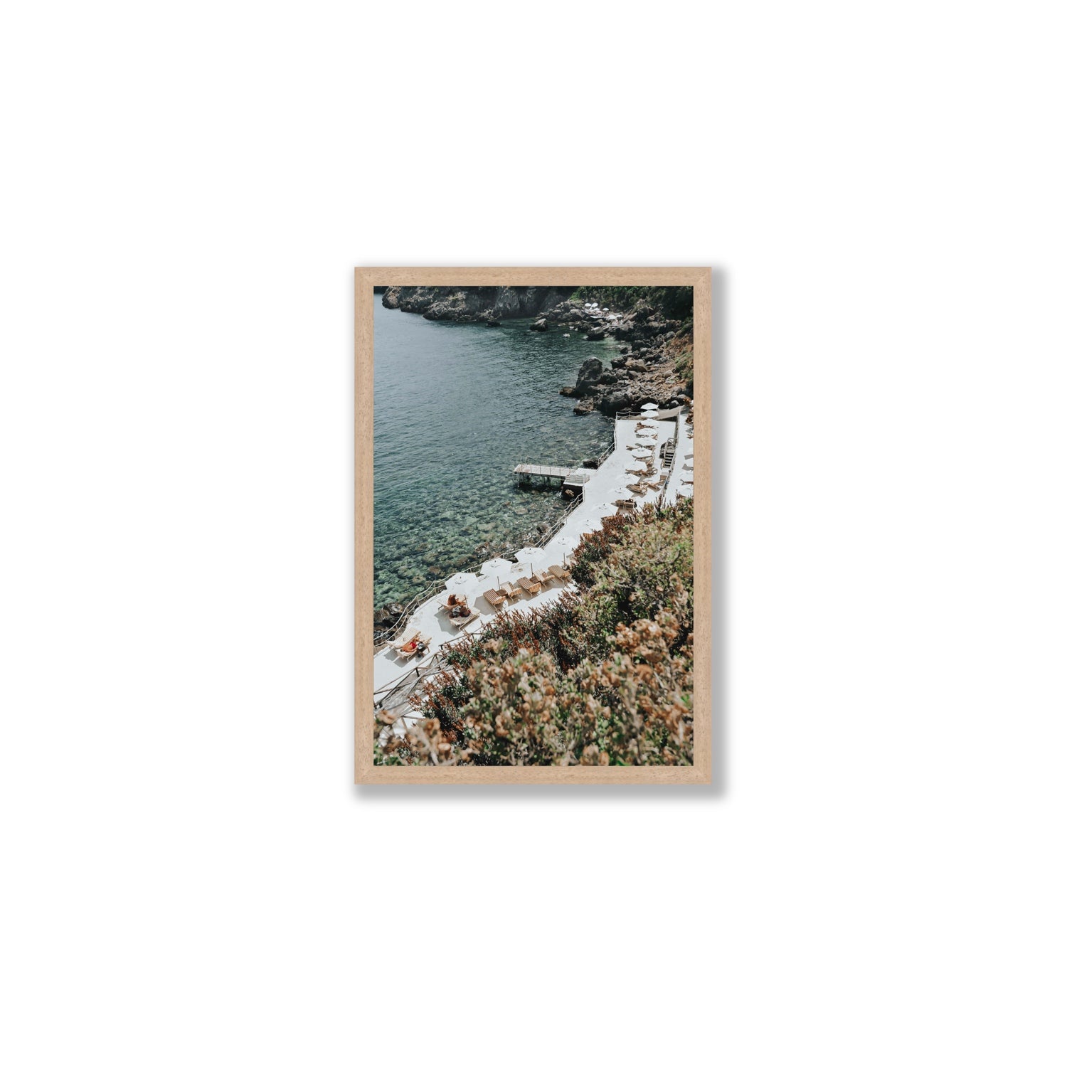 Go Beyond The Postcard Tuscany coastal wall art Medium full-bleed fine art print in natural oak frame