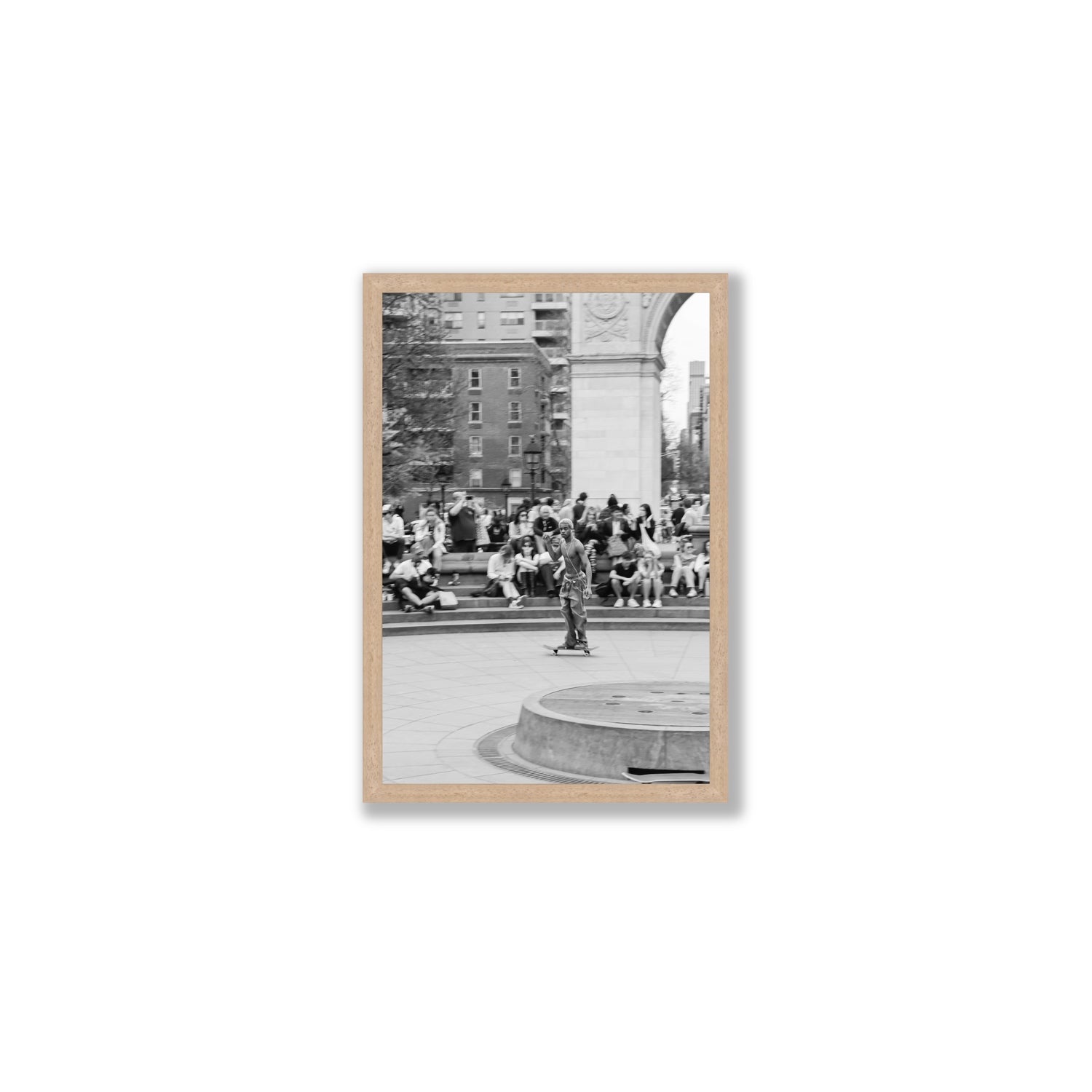Parkside Pirouettes New York NYC Black & White wall art Medium full-bleed fine art print in natural oak frame
