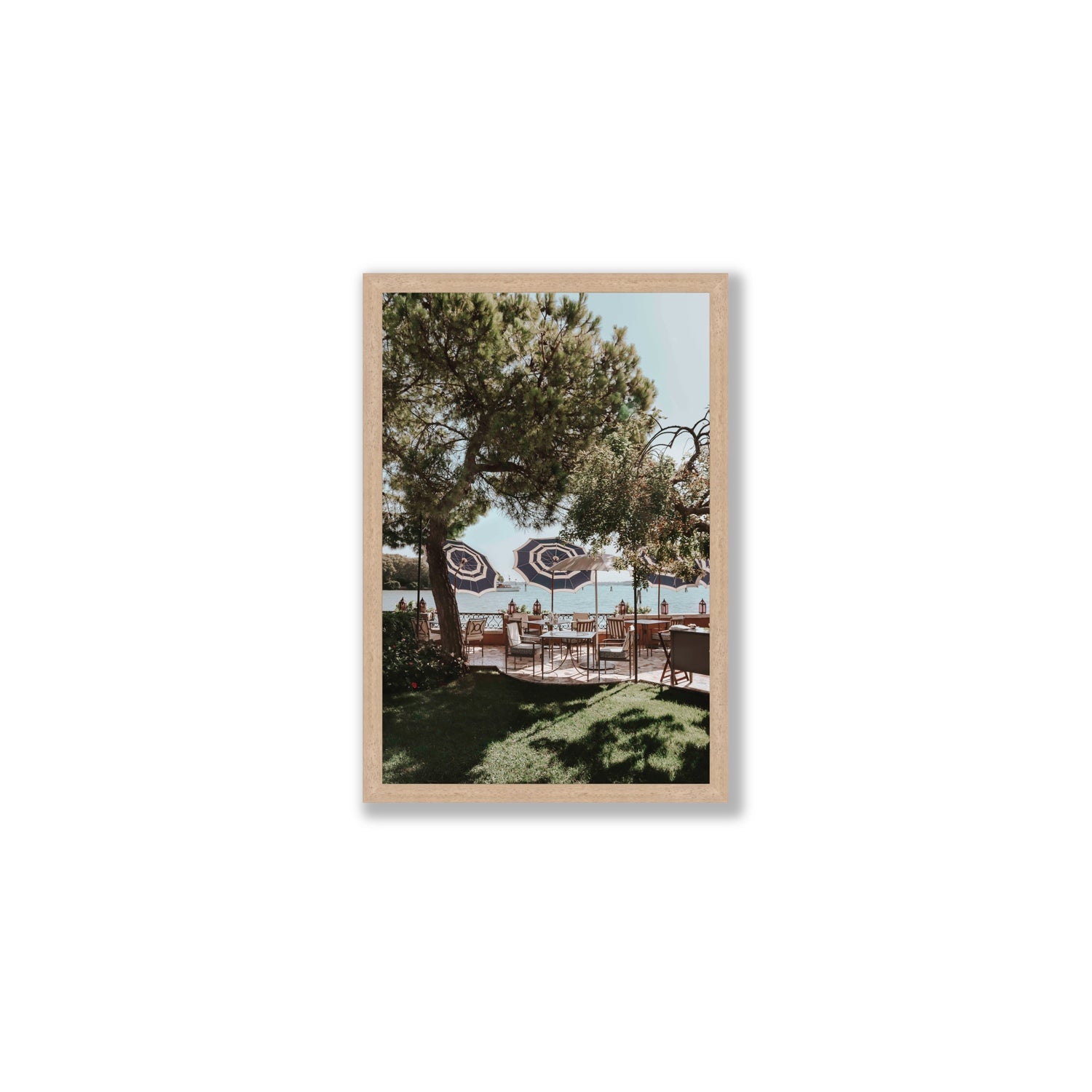 Tranquil Gardens Venice Italian wall art Medium full-bleed fine art print in natural oak frame