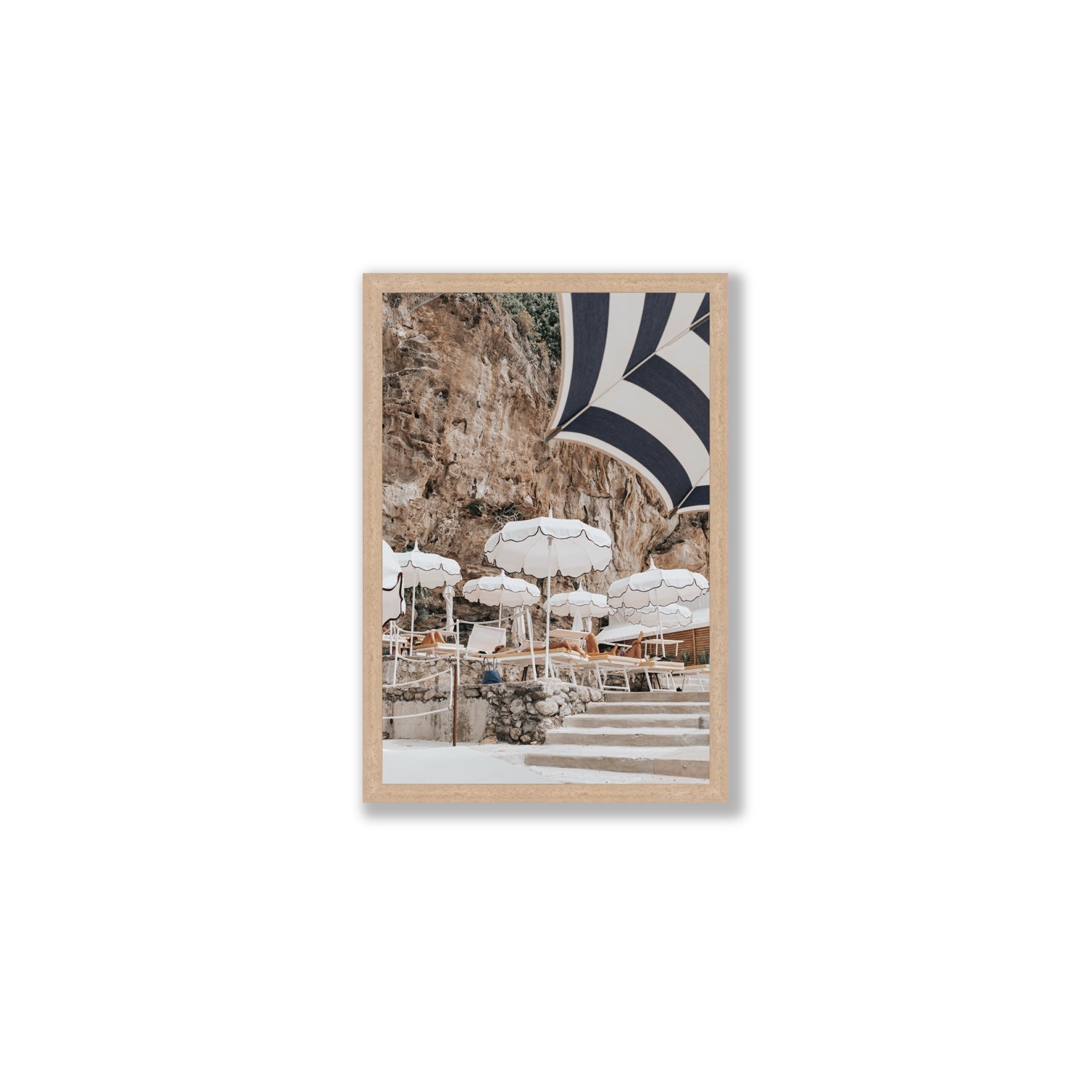 Rocky Refuge fine art print, Positano, Italy, Medium, Natural Oak Frame · Full Bleed, Fine Art Print