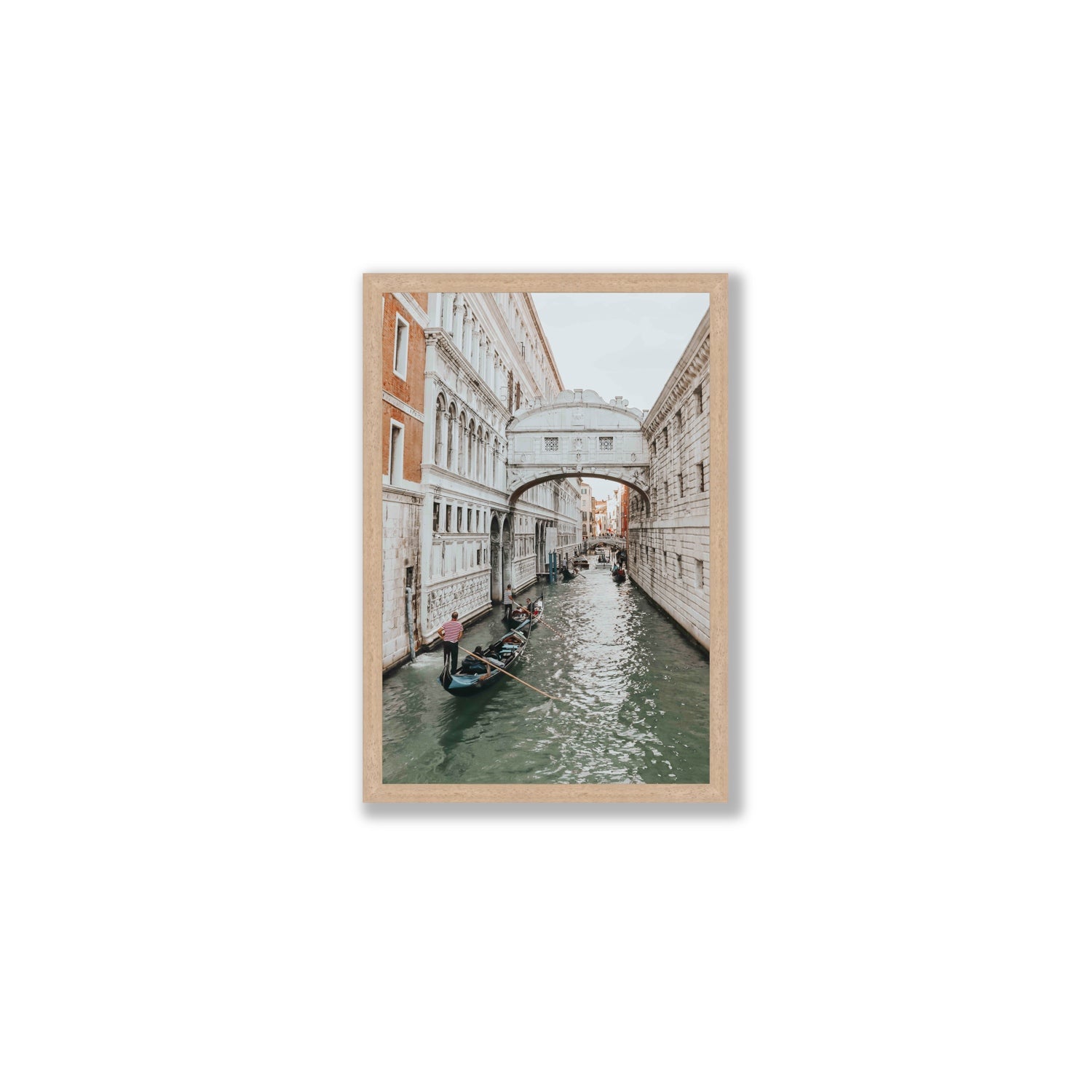 Bridge of Sighs Venice Gondola Italian wall art Medium full-bleed fine art print in natural oak frame