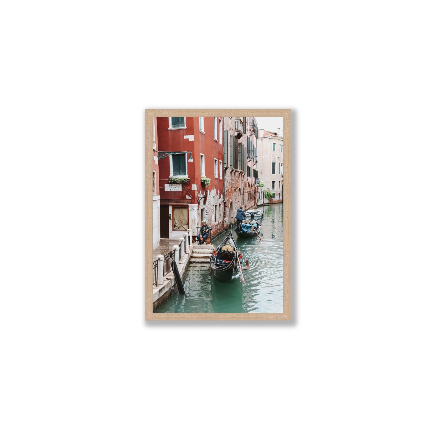 The Merchant Venice Canal Italian wall art Medium full-bleed fine art print in natural oak frame