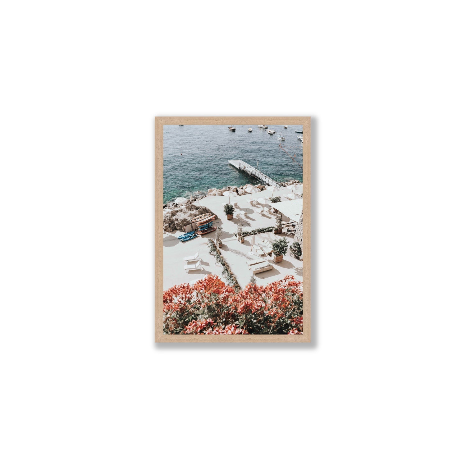 A Work of Art Amalfi coastal wall art Medium full-bleed fine art print in natural oak frame
