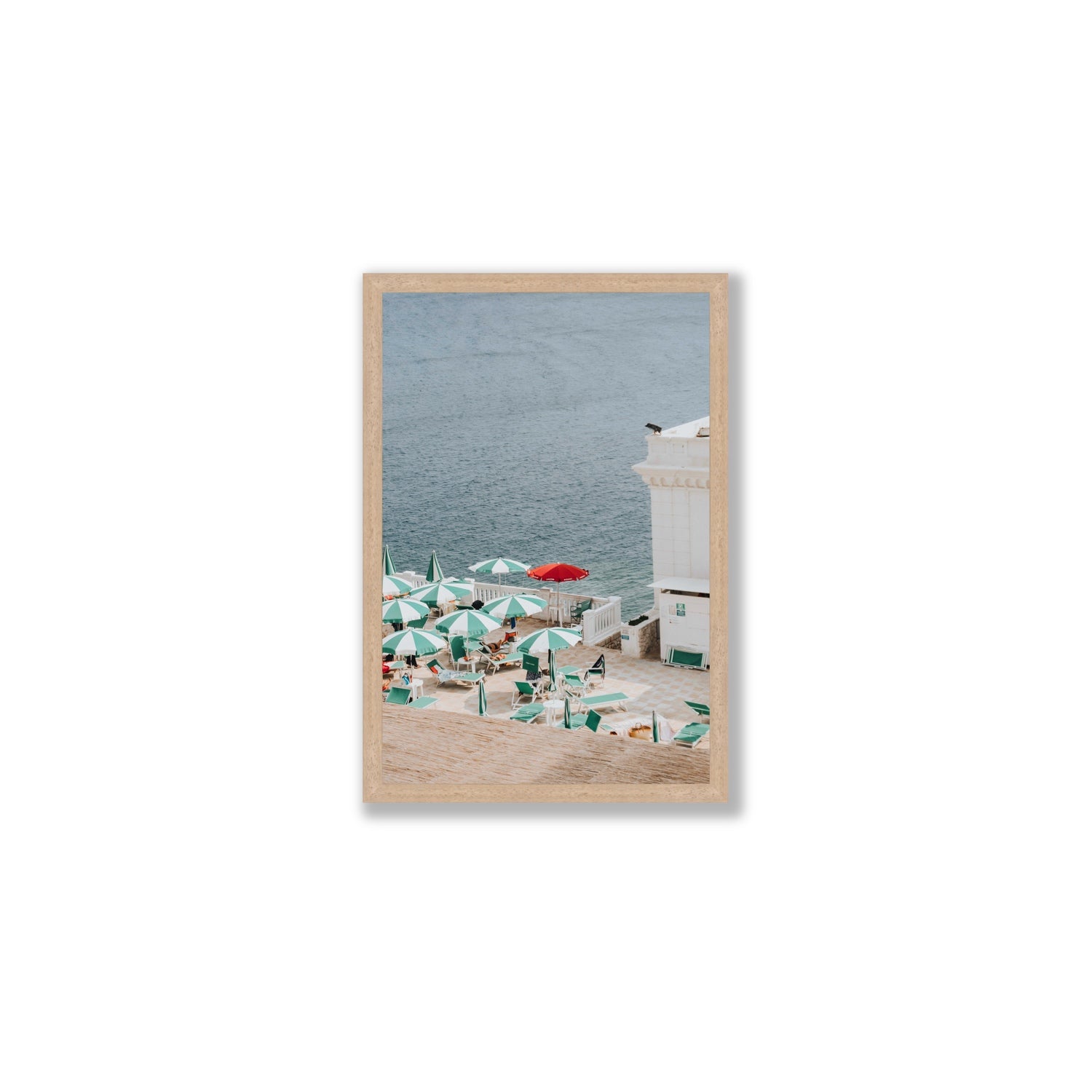 Lido Italiano Puglia beach Italian wall art Medium full-bleed fine art print in natural oak frame