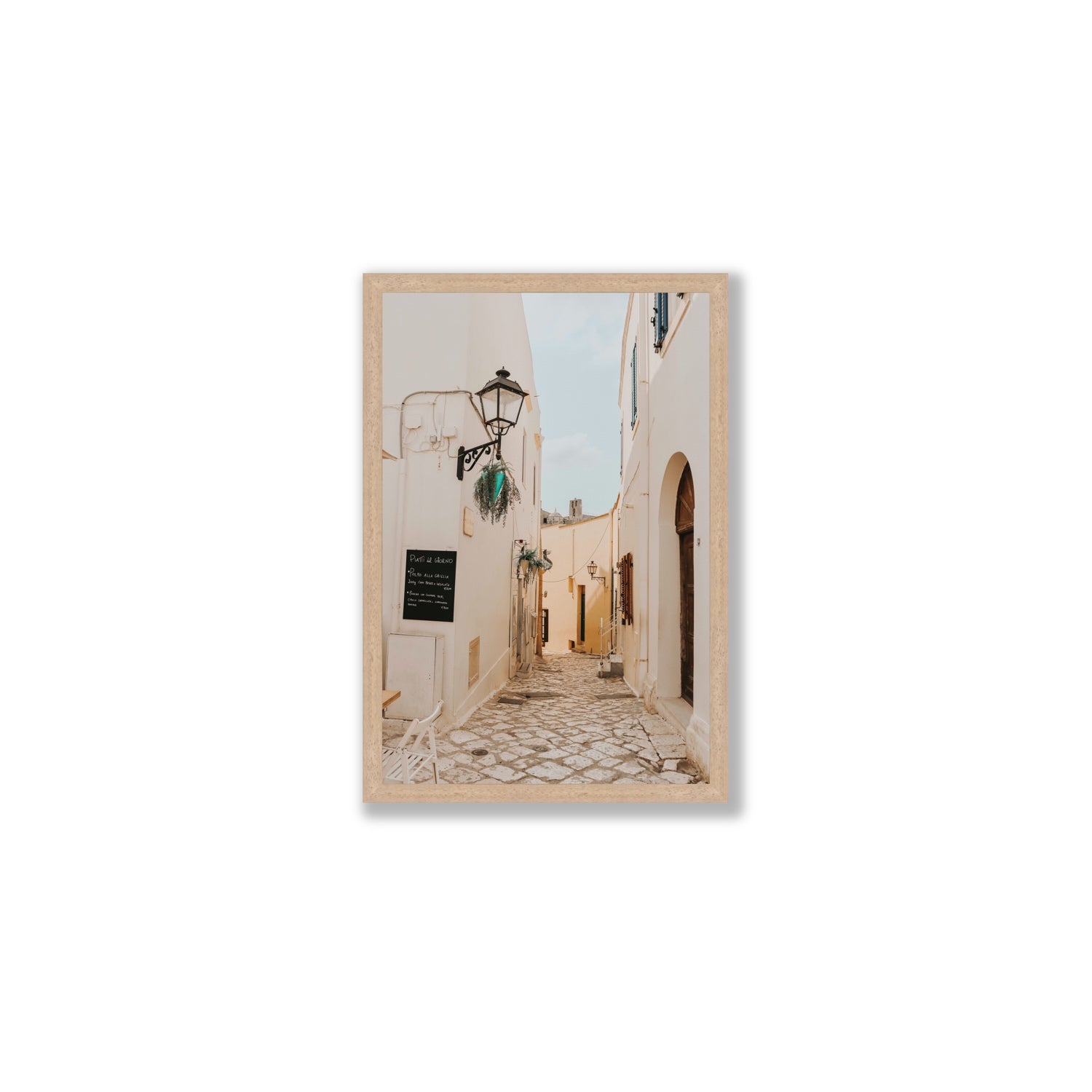 Twilight Passage Puglia Italian wall art Medium full-bleed fine art print in natural oak frame