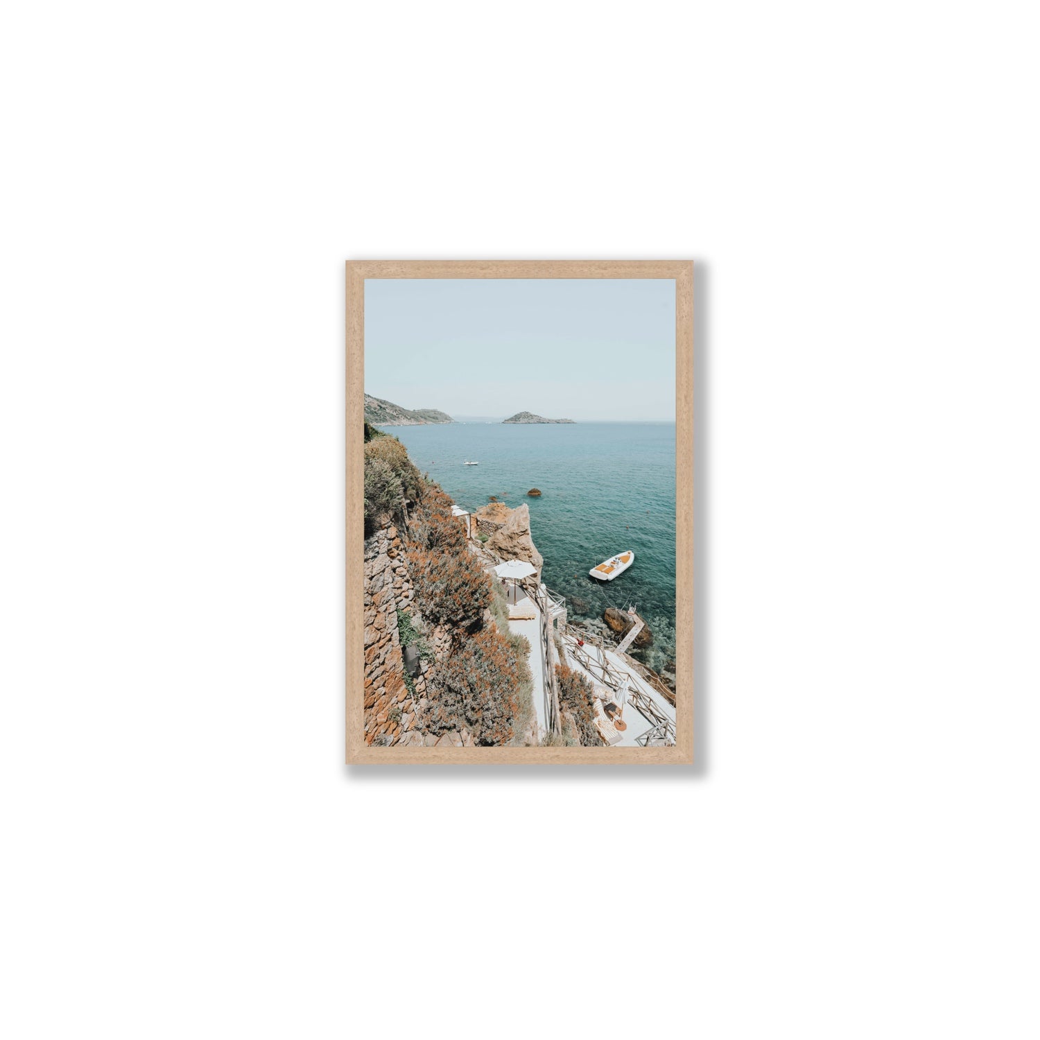 Front Row Seat Tuscany coastal wall art Medium full-bleed fine art print in natural oak frame