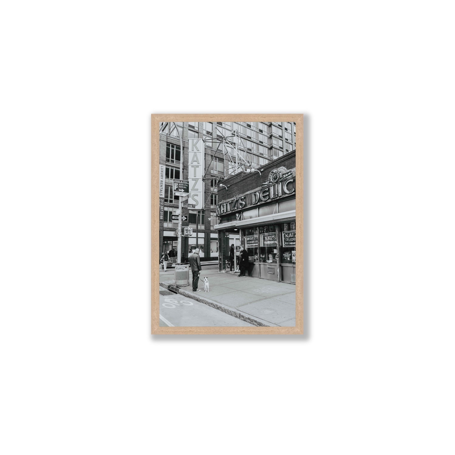 Graphite Gotham New York NYC Black & White wall art Medium full-bleed fine art print in natural oak frame