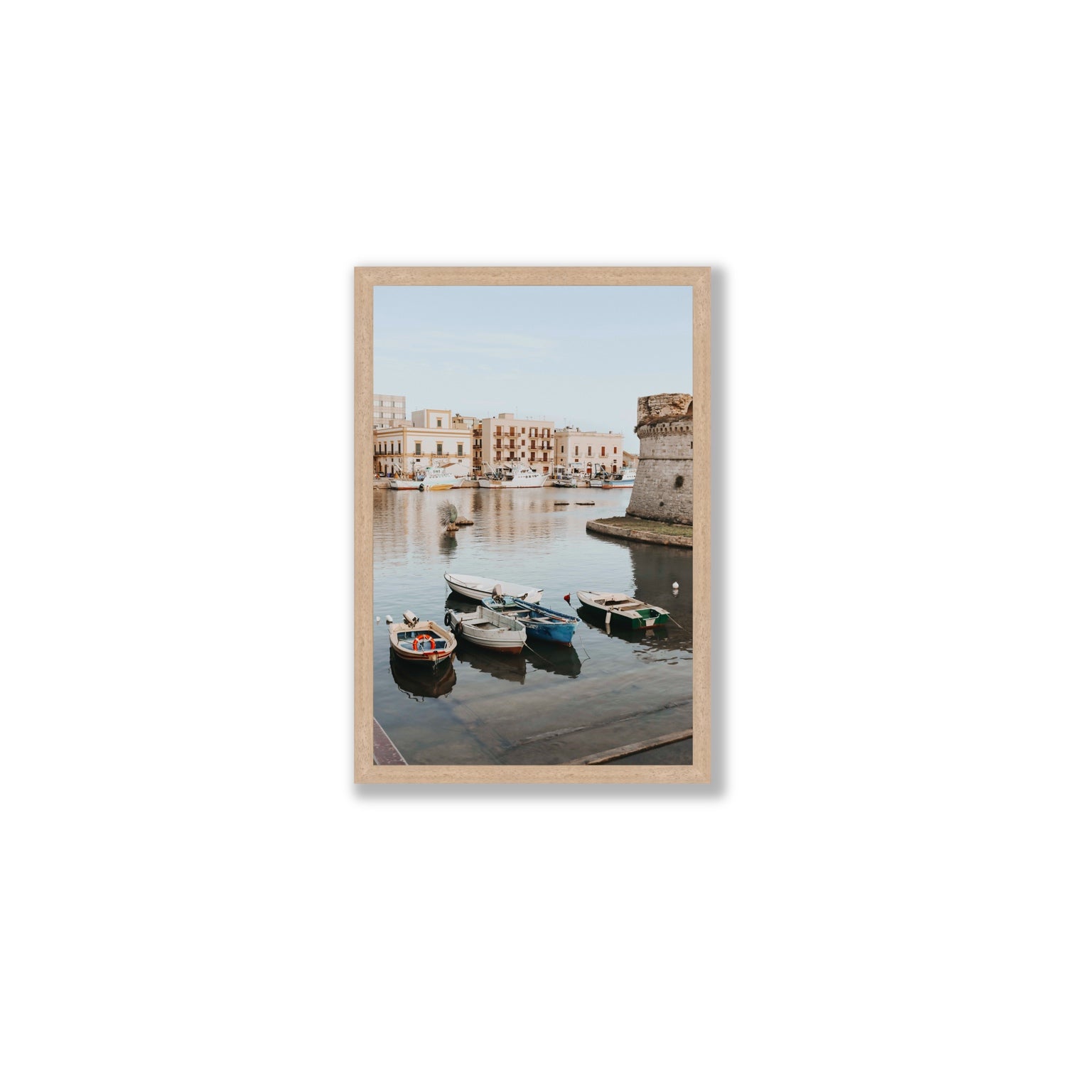 Fishing Legacy fine art print, Puglia, Italy, Medium, Natural Oak Frame · Full Bleed, Fine Art Print