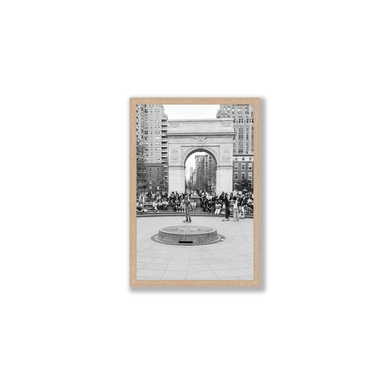 Concrete Conqueror New York NYC Skateboard wall art Medium full-bleed fine art print in natural oak frame