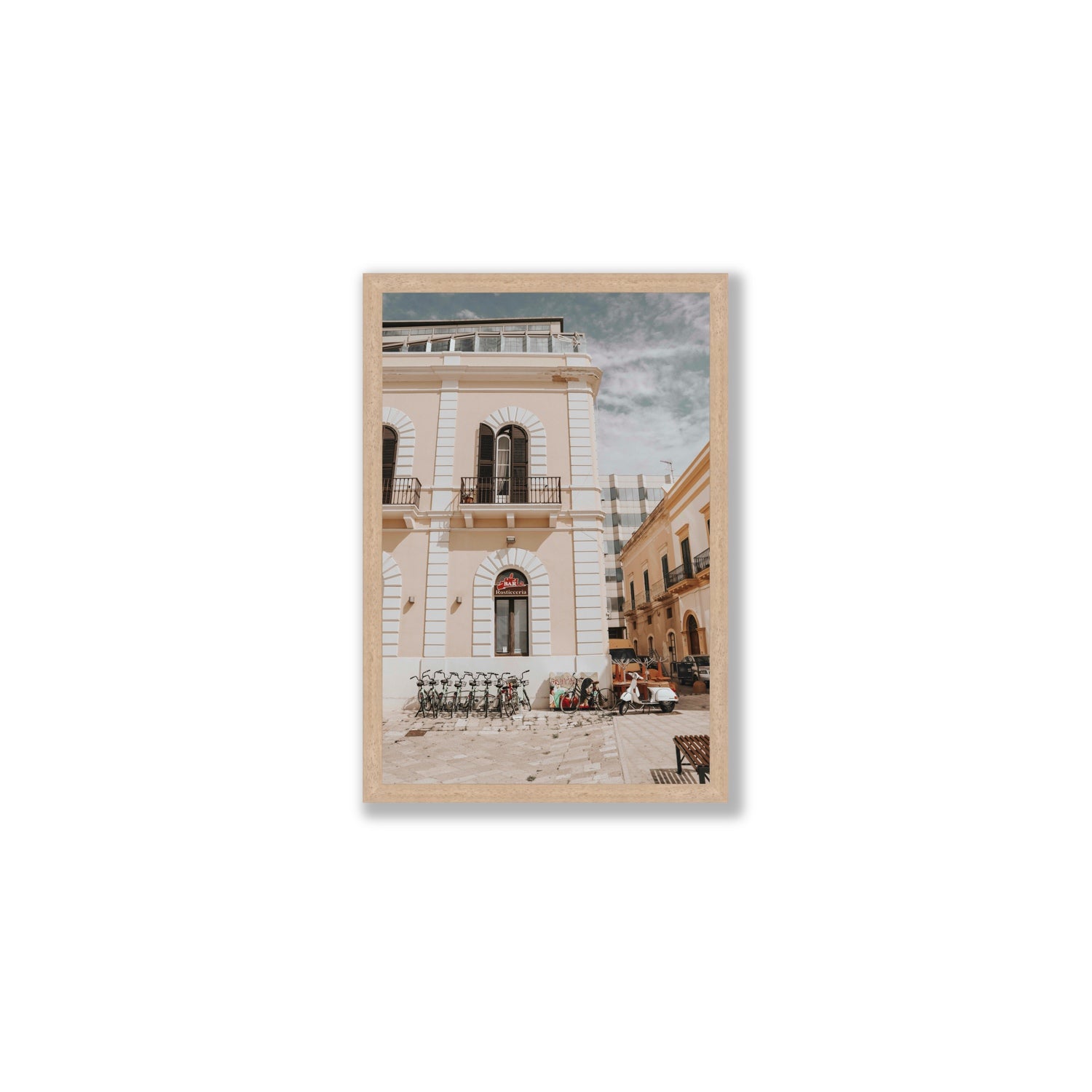 Rosticceria Puglia Italian wall art Medium full-bleed fine art print in natural oak frame