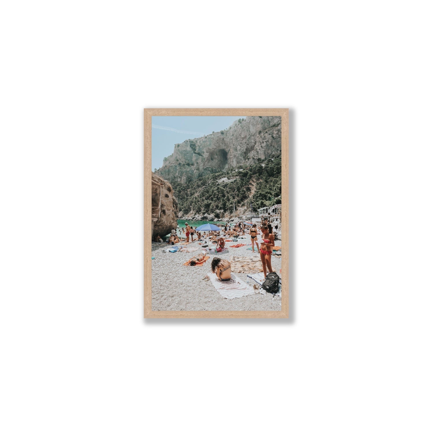 Marina Piccola Capri Mediterranean wall art Medium full-bleed fine art print in natural oak frame