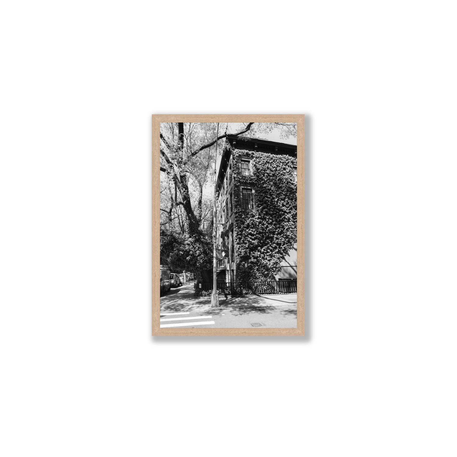 Vertical Garden New York NYC Black & White wall art Medium full-bleed fine art print in natural oak frame
