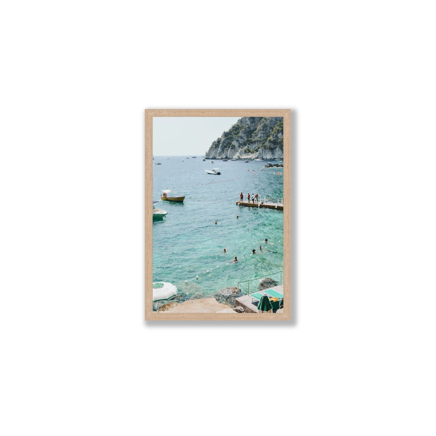 Delizia Pomeridiana Capri coastal wall art Medium full-bleed fine art print in natural oak frame