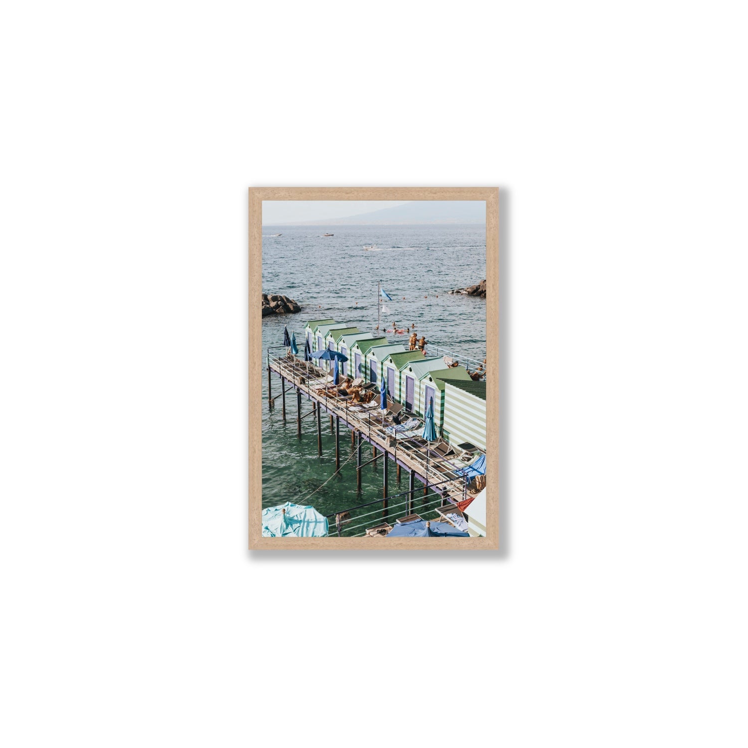 Cabine da Spiaggia fine art print, Sorrento, Italy, Medium, Natural Oak Frame · Full Bleed, Fine Art Print