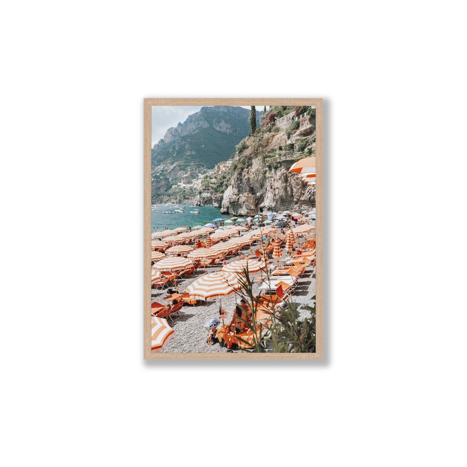 Bagni d'Arienzo Positano decor wall art Large full-bleed fine art print in natural oak frame