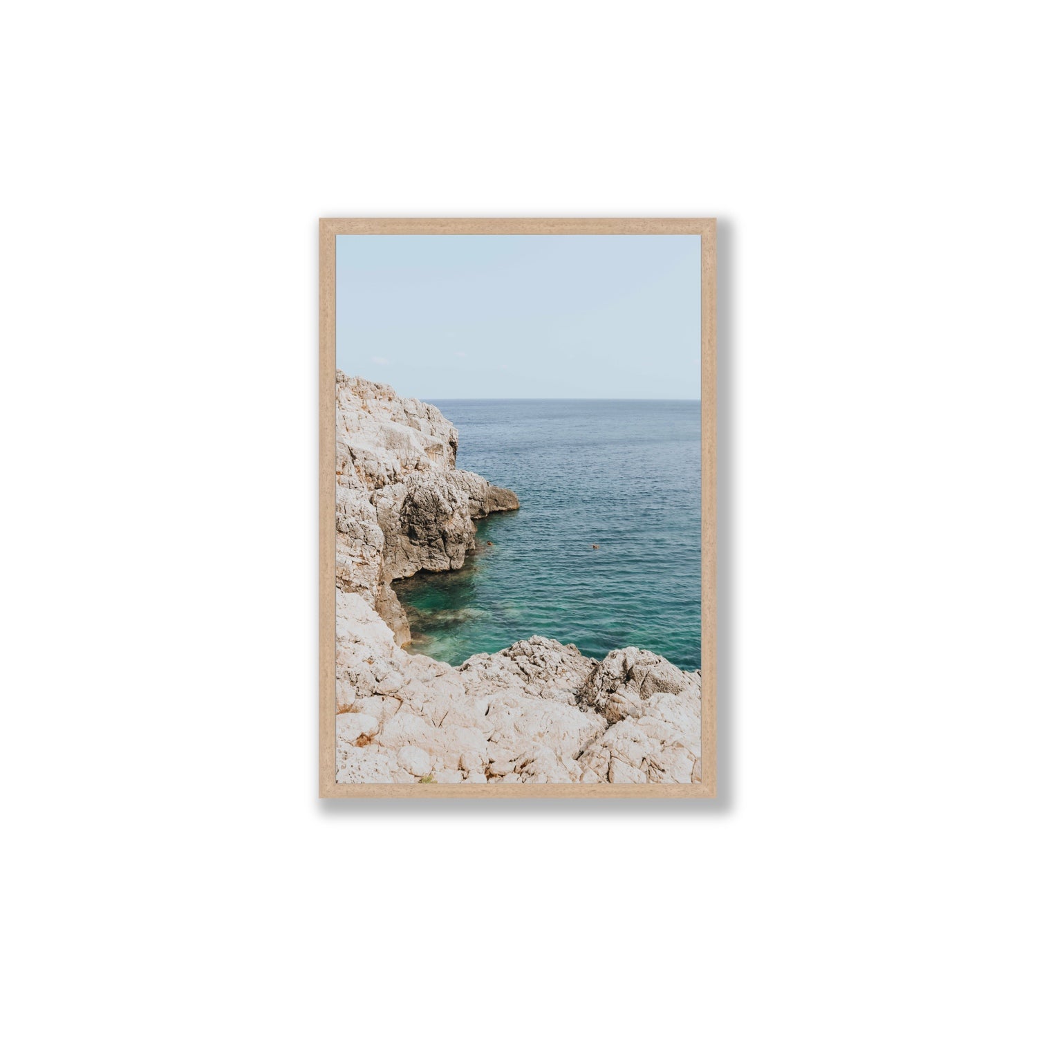 Healing Immersion Puglia Wall Mediterranean fine art print Large full-bleed fine art print in natural oak frame